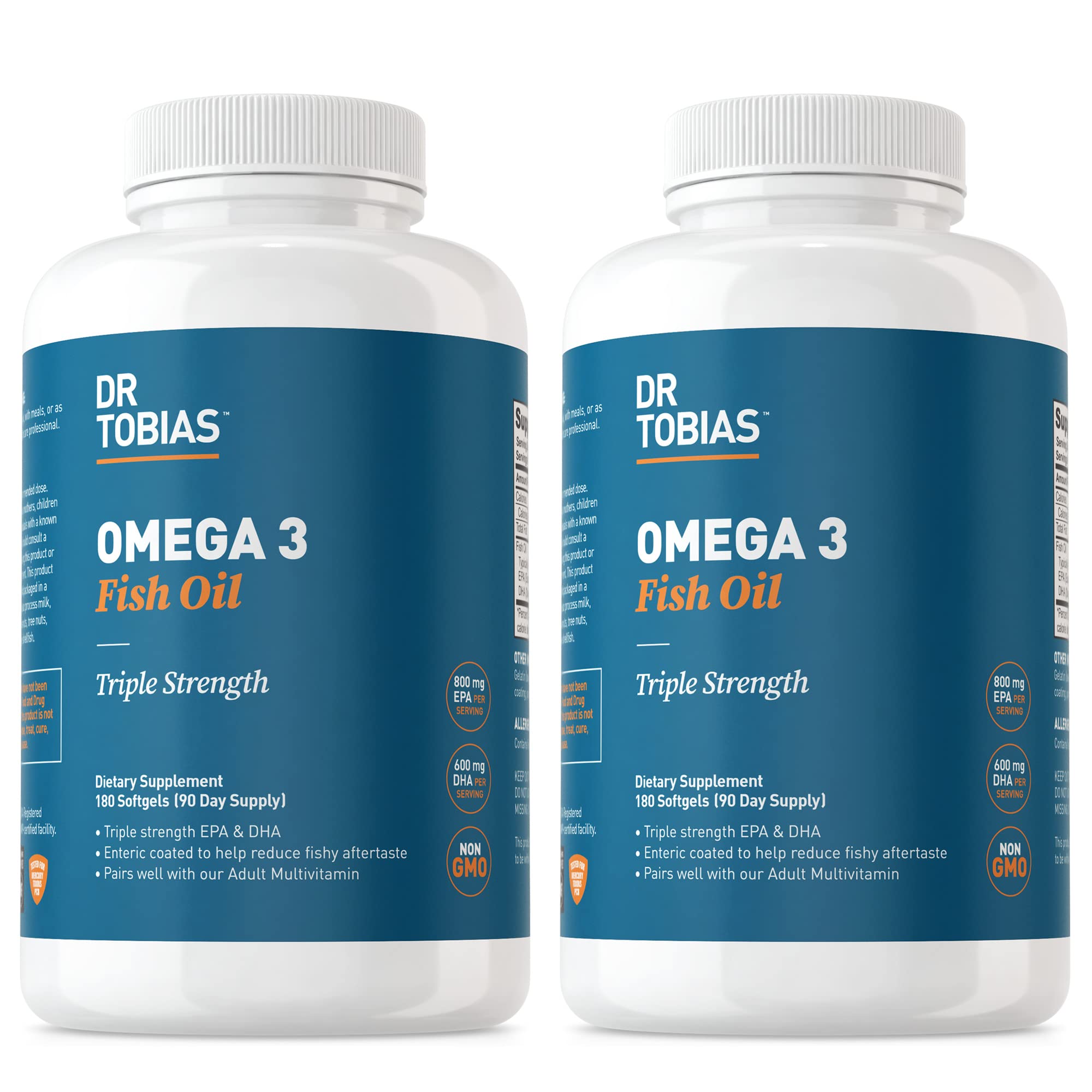 Dr. Tobias Omega 3 Fish Oil, 800 mg EPA 600 mg DHA Omega 3 Supplement for Heart Dr. TobiasUS supplements