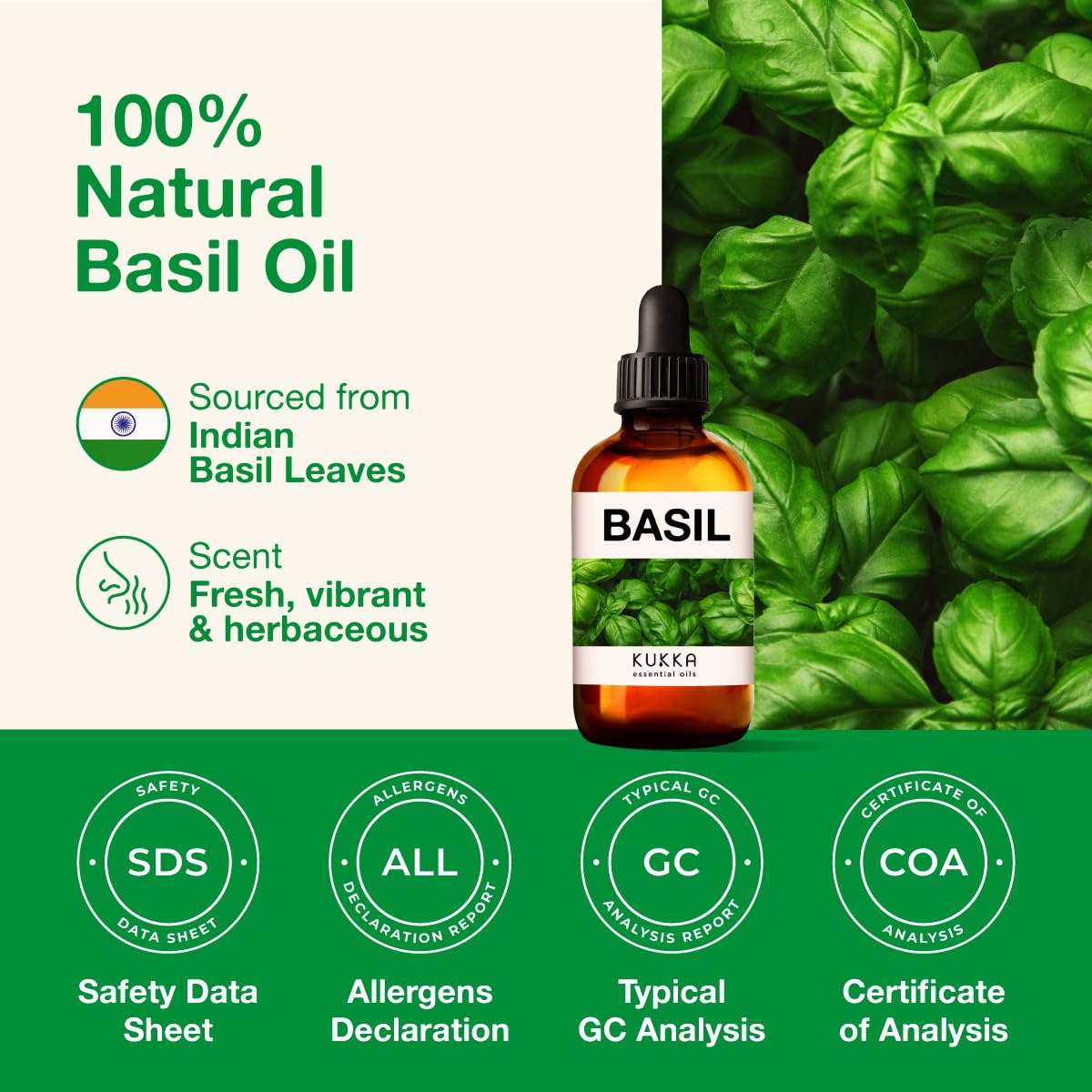 Kukka Basil Essential Oil for Diffusers - Basil Essential Oil for Skin - Basil Oil for Aromatherapy, Skin, Fragrance KUKKA essential oilsAu supplements