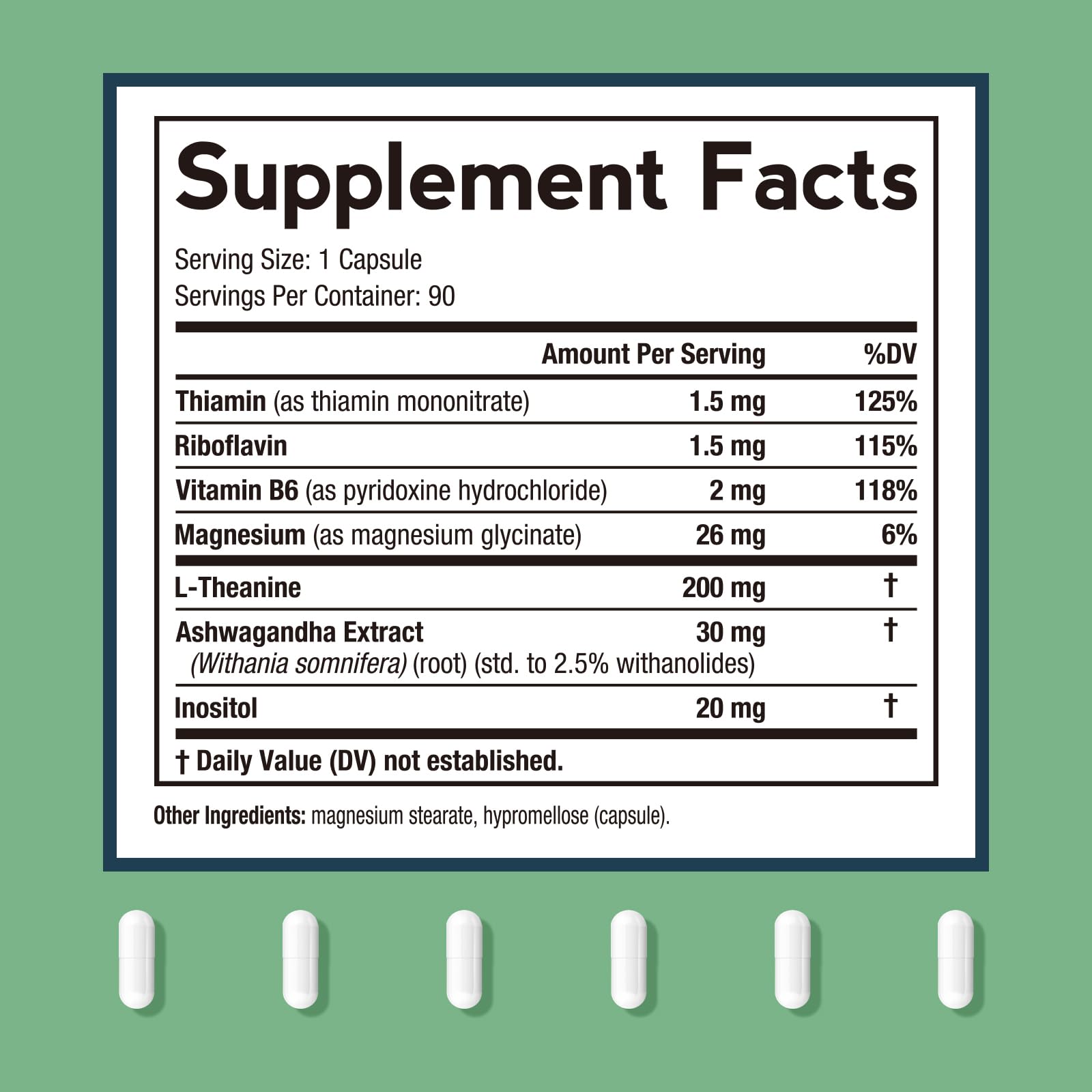 Doctor's Recipes L-Theanine 200 mg, Magnesium Glycinate, Ashwagandha, Inositol, Vitamin B6 B1 B2, Calm Relaxation Mood Cortisol Manager Nerve Focus Sleep Aid Quality No Drowsiness, Vegan, 90 Capsules Doctor's RecipesAu supplements