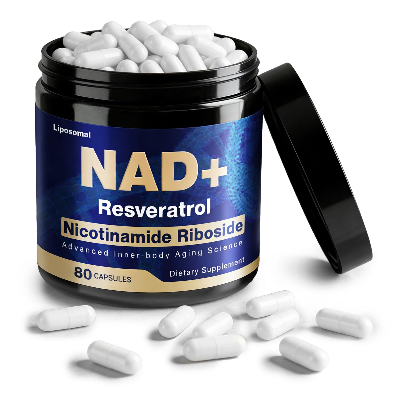 NLMUBR LUCKSIT NAD Supplement - NAD Nicotinamide Riboside Resveratrol 900mg, NAD Supplements for Women & Man, Liposomal NAD+ for Anti Aging & Cell Regenerator, 80 Capsules NLMUBR LUCKSITAu supplements