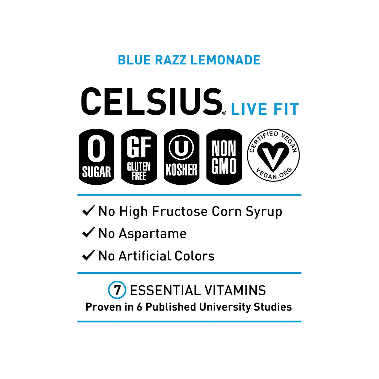 CELSIUS Fizz Free Blue Razz Lemonade, Functional Essential Energy Drink 12 Fl Oz CELSIUSUS supplements