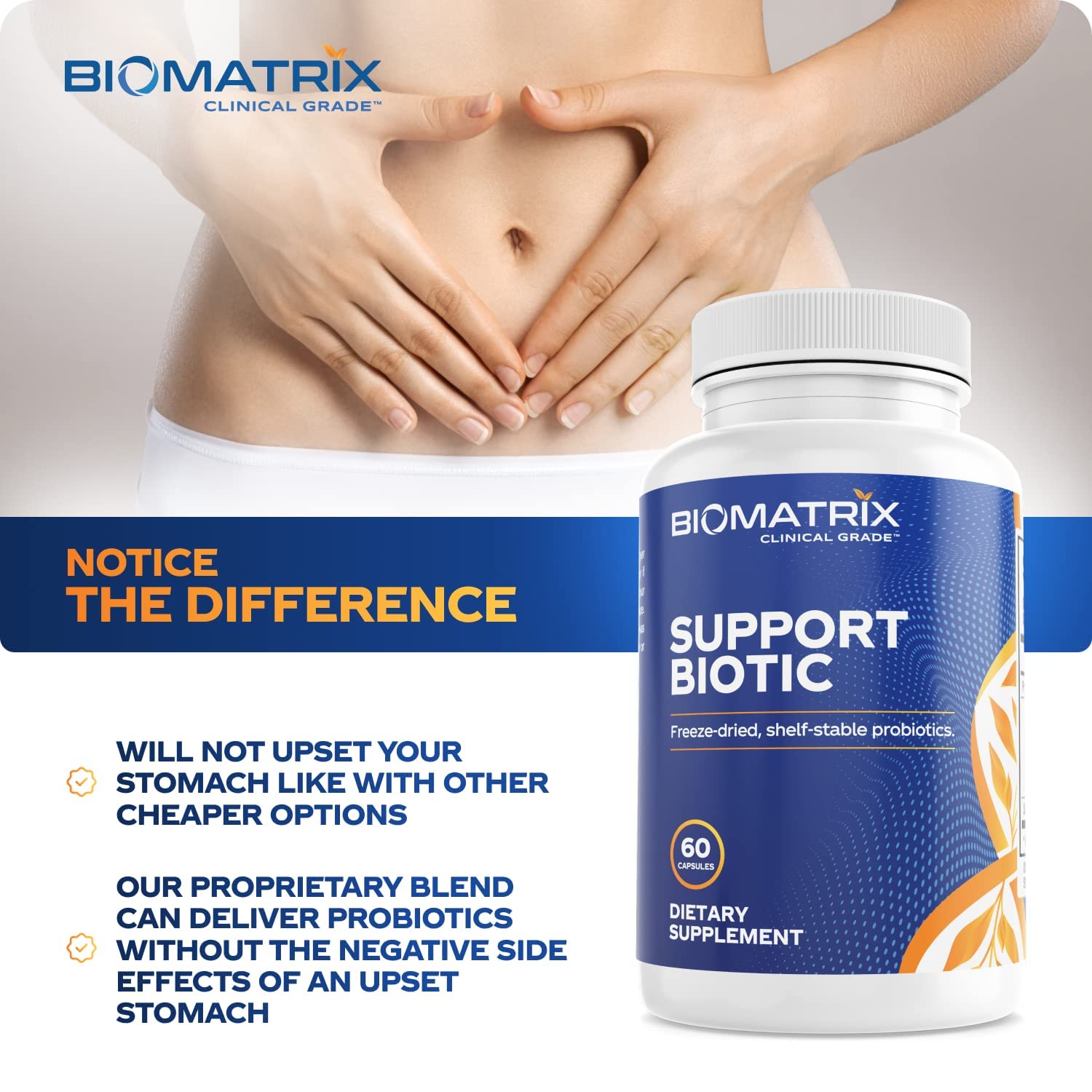 BioMatrix Saccharomyces boulardii Probiotic Supplement w/L. paracasei, L. rhamnosus, Bifidobacterium, Acidophilus – Prebiotic Complement – Temp-Stable, 30-60 Day Supply BioMatrixAu supplements