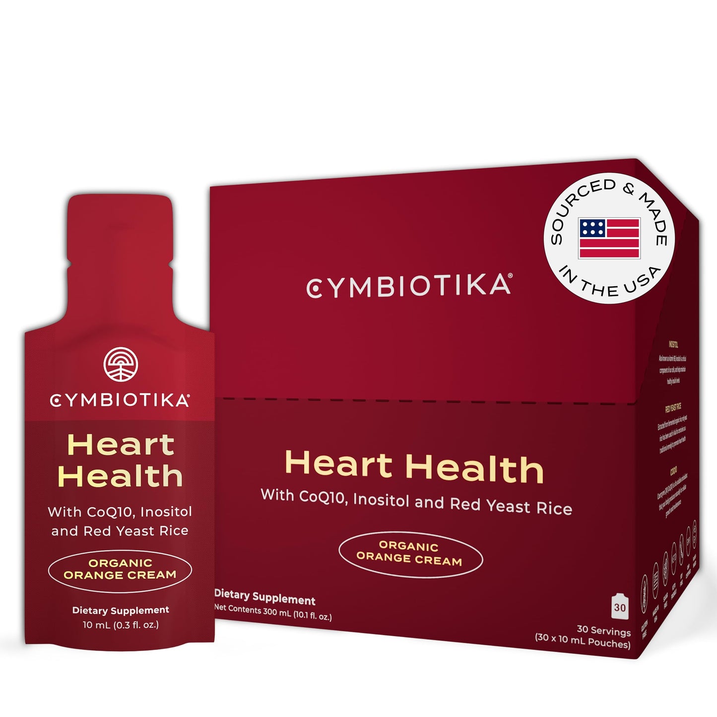 CYMBIOTIKA Heart Health Supplement with CoQ10, Red Yeast Rice & Inositol, Gluten Free Supplements to Support Circulation & Aging, Organic Orange Cream Flavor, 30 Pack CYMBIOTIKAUS supplements