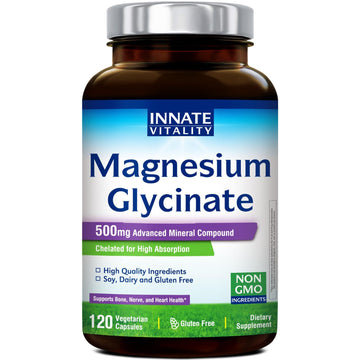 Innate Vitality Magnesium Glycinate 500mg | 70mg Elemental Magnesium Supplement - High Absorption, Non Buffered, Non-GMO & No Gluten - Vegan - Nerve Health - 120 Capsules (Pack of 1) Innate VitalityAu supplements