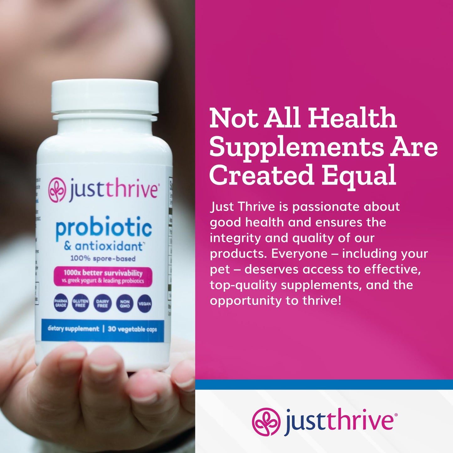 Just Thrive Probiotic & Antioxidant Supplement - 100% Spore-Based Digestive and Immune Support - Gluten Free, 30 Caps Just ThriveUS supplements