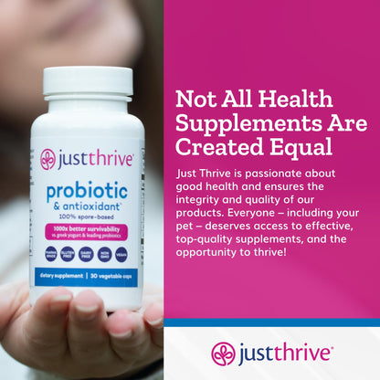 Just Thrive Probiotic & Antioxidant Supplement - 100% Spore-Based Digestive and Immune Support - Gluten Free, 30 Caps Just ThriveUS supplements
