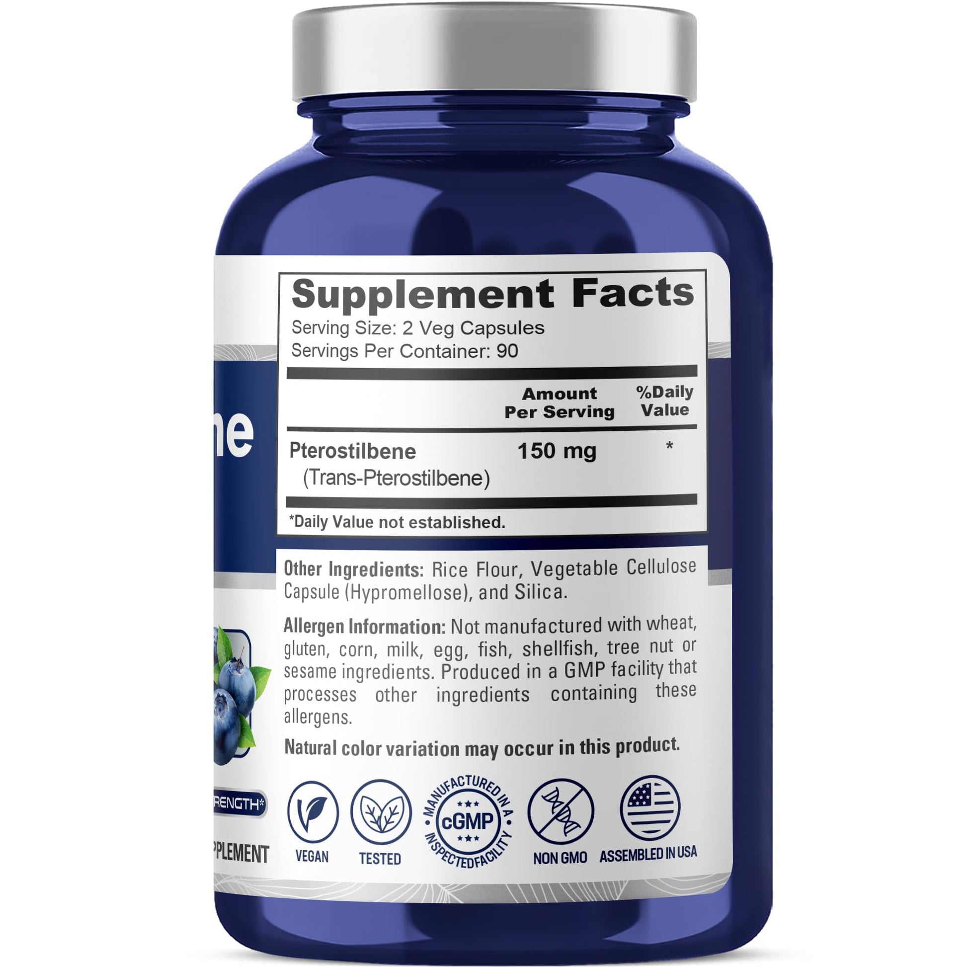 NusaPure Pterostilbene 150mg 180 Veggie Caps (Non-GMO, Vegan) NusaPureAu supplements