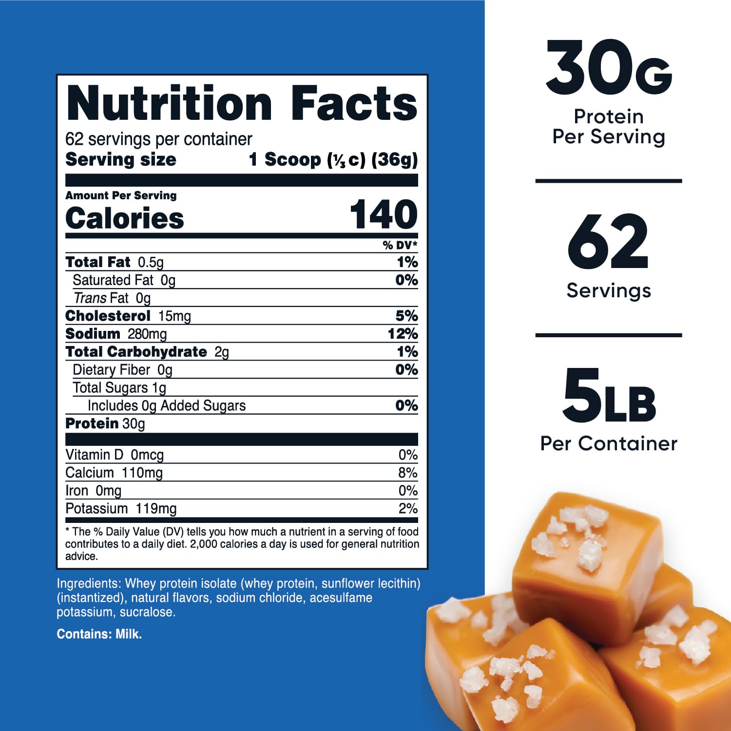 Nutricost Whey Protein Isolate (Salted Caramel, 5LBS) NutricostUS supplements