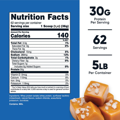 Nutricost Whey Protein Isolate (Salted Caramel, 5LBS) NutricostUS supplements