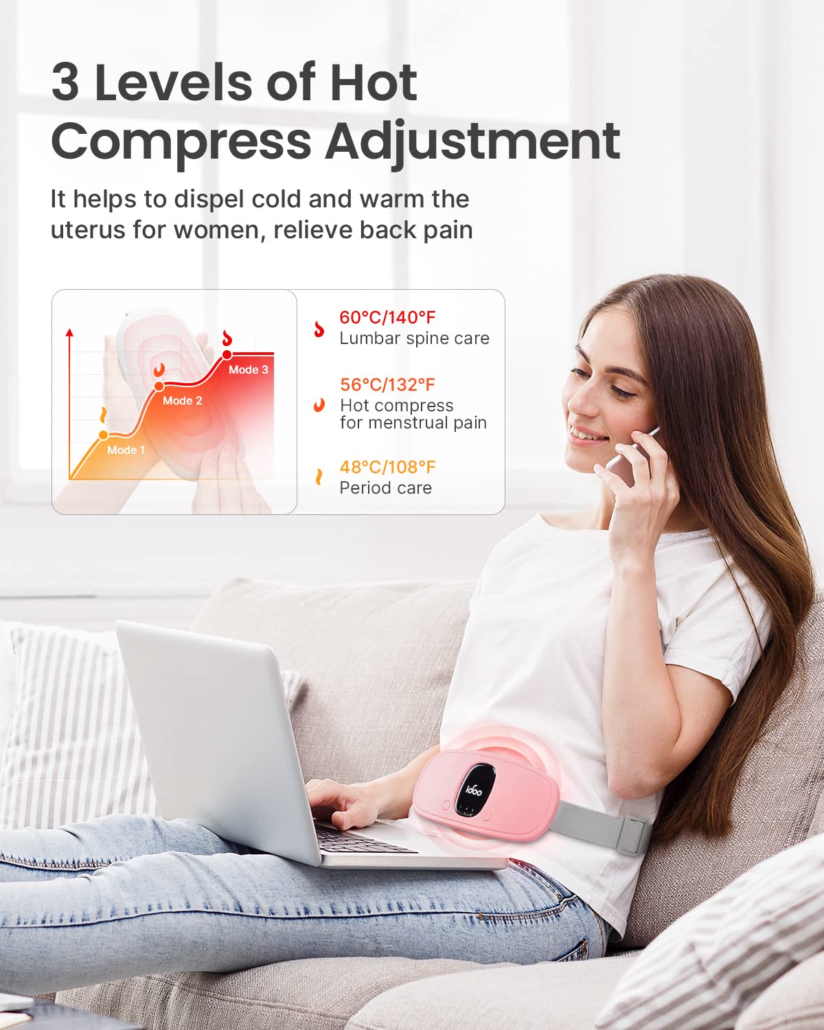 FSA HSA Eligible Portable Cordless Menstrual Heating Pad, iDOO Period Heating Pads iDOOUS supplements