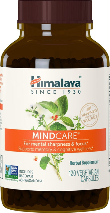 Himalaya MindCare, Nootropic Brain Supplement Booster for Mental Sharpness, Focus, Memory, and Cognitive Wellness, 1170 mg, 120 Capsules, 1 Month Supply HimalayaAu supplements