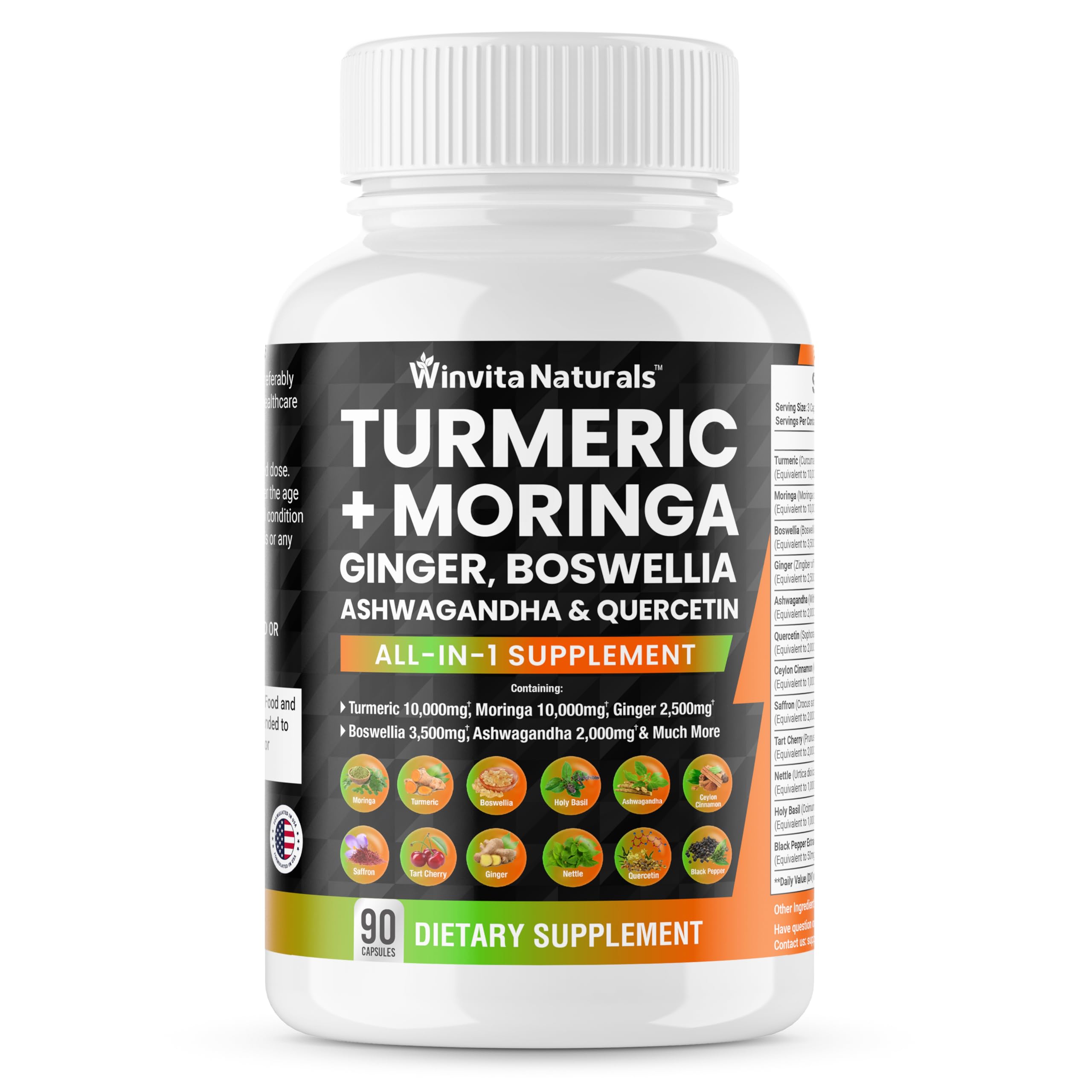 Turmeric Curcumin 10000mg Moringa 10000mg Boswellia 3500mg Ginger 2500mg Winvita NaturalsUS supplements