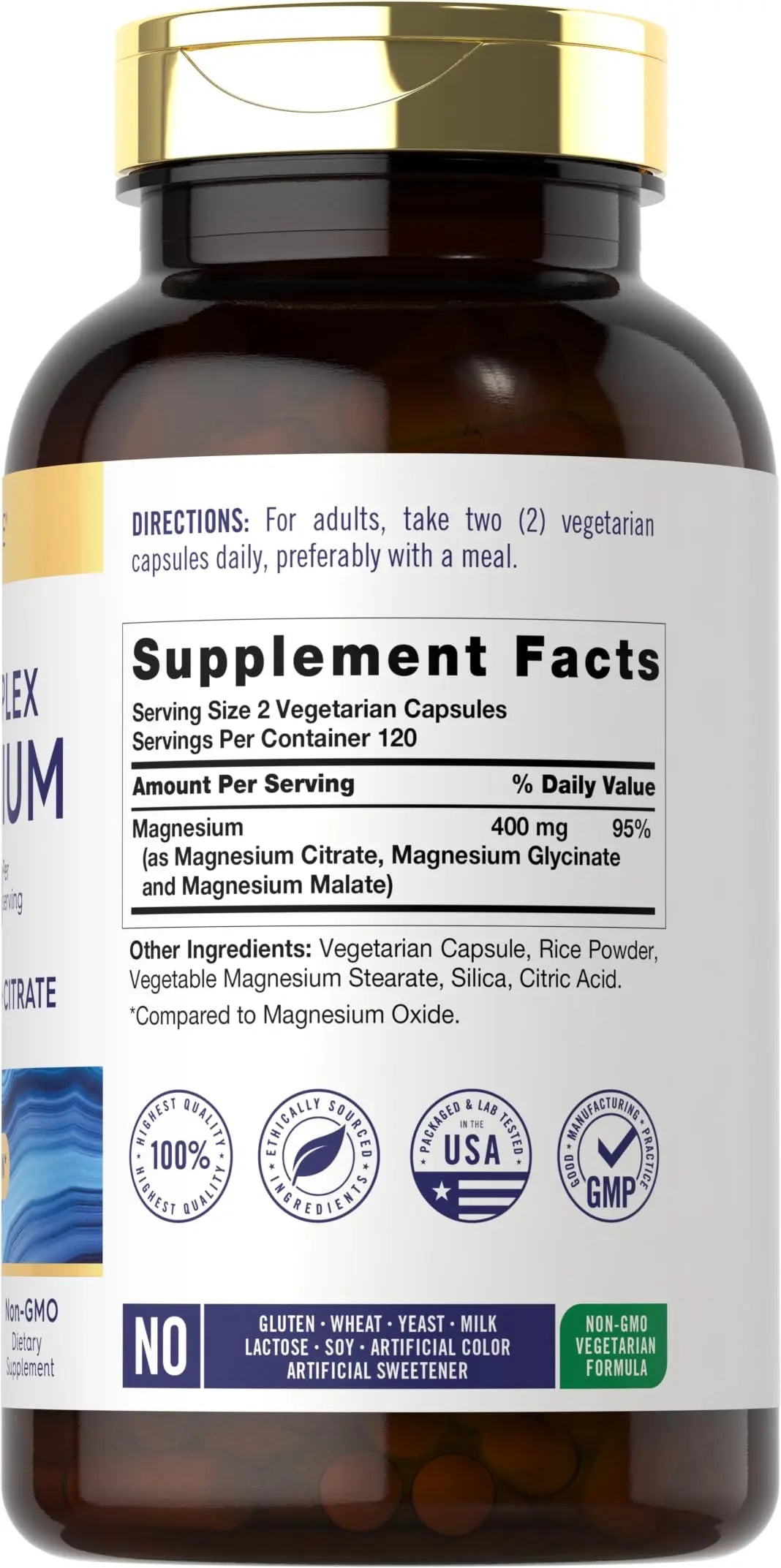Carlyle Triple Magnesium Complex | 400 mg | 240 Capsules | Magnesium Malate, Glycinate & Citrate | Vegetarian, Non-GMO, and Gluten Free Supplement Carlylenz supplements