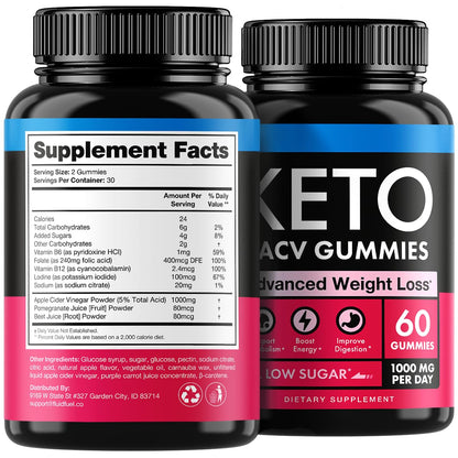 Keto Apple Cider Vinegar Gummies 1000mg - Well-Digested ACV Keto Gummies for Weight Loss BeilancyUS supplements