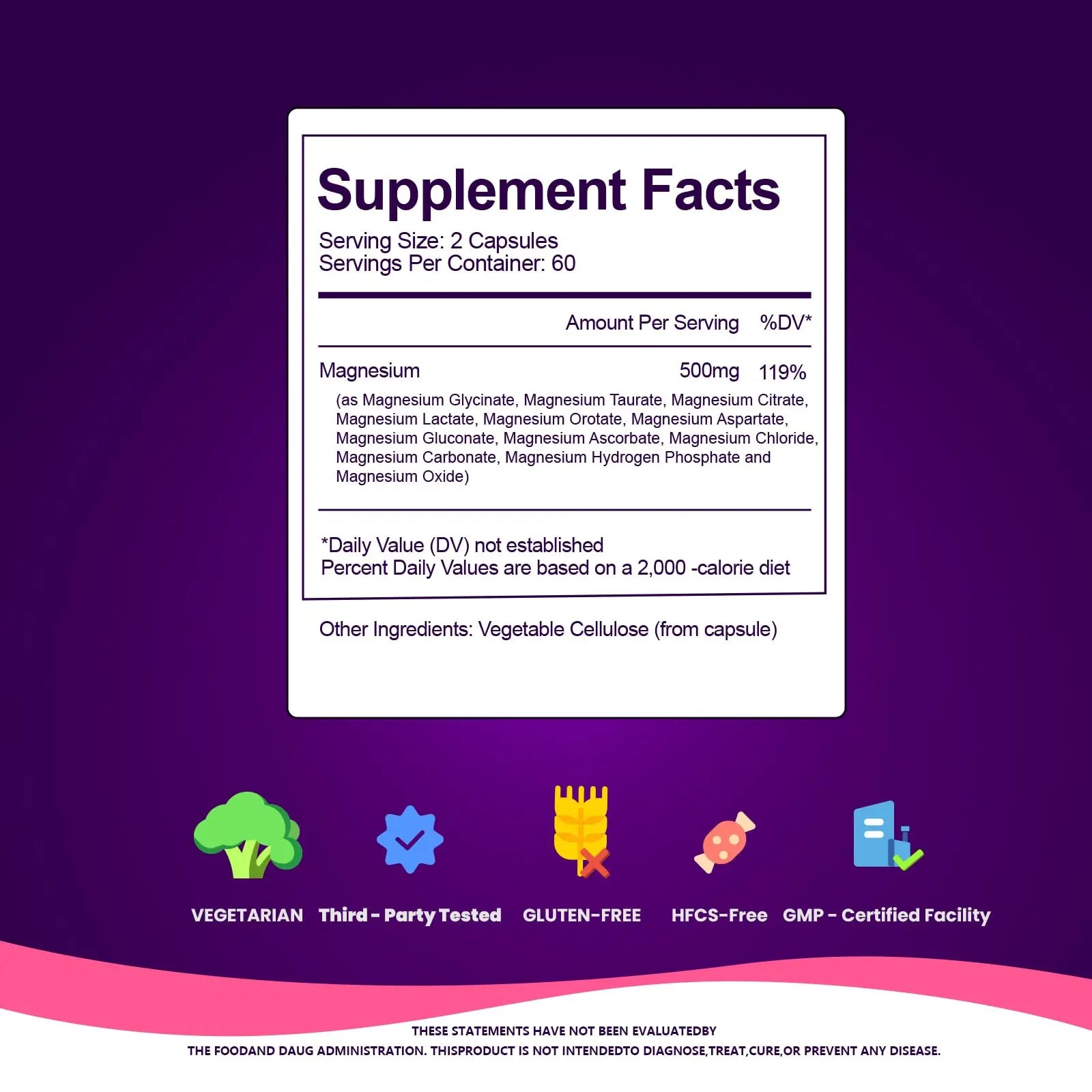 Magnesium Complex, Magnesium Glycinate, Elemental Magnesium Supplement with Taurate, Citrate, Orotate & Aspartate, Supports Muscle Relaxation, Heart Health, Sleep & Energy | Vegan (500mg) VCCVBBnz supplements