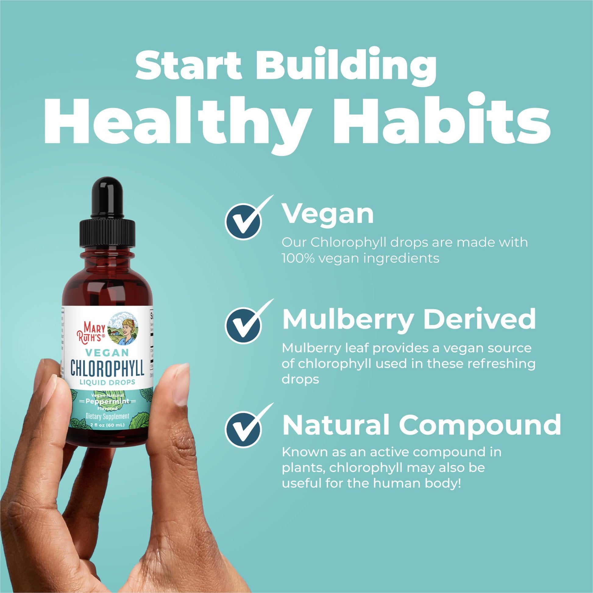 MaryRuth's Chlorophyll Liquid Drops | Clean Label Project Certified® | Vegan | Non-Diluted Liquid Chlorophyll| Mulberry Derived Supplement for Ages 14+ | Non-GMO | Delicious Minty Flavor | 2 Fl Oz MARYRUTH'SUS supplements