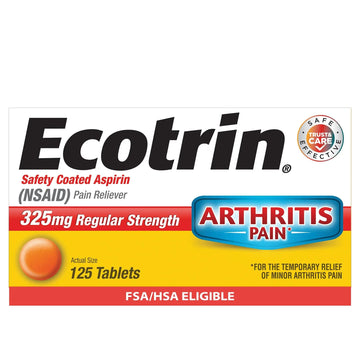 Ecotrin Regular Strength 325mg Aspirin Safetey Coated Tablets, Arthritis, Toothache & Headache Relief Designed to Protect the Stomach, 125 Count EcotrinAu supplements
