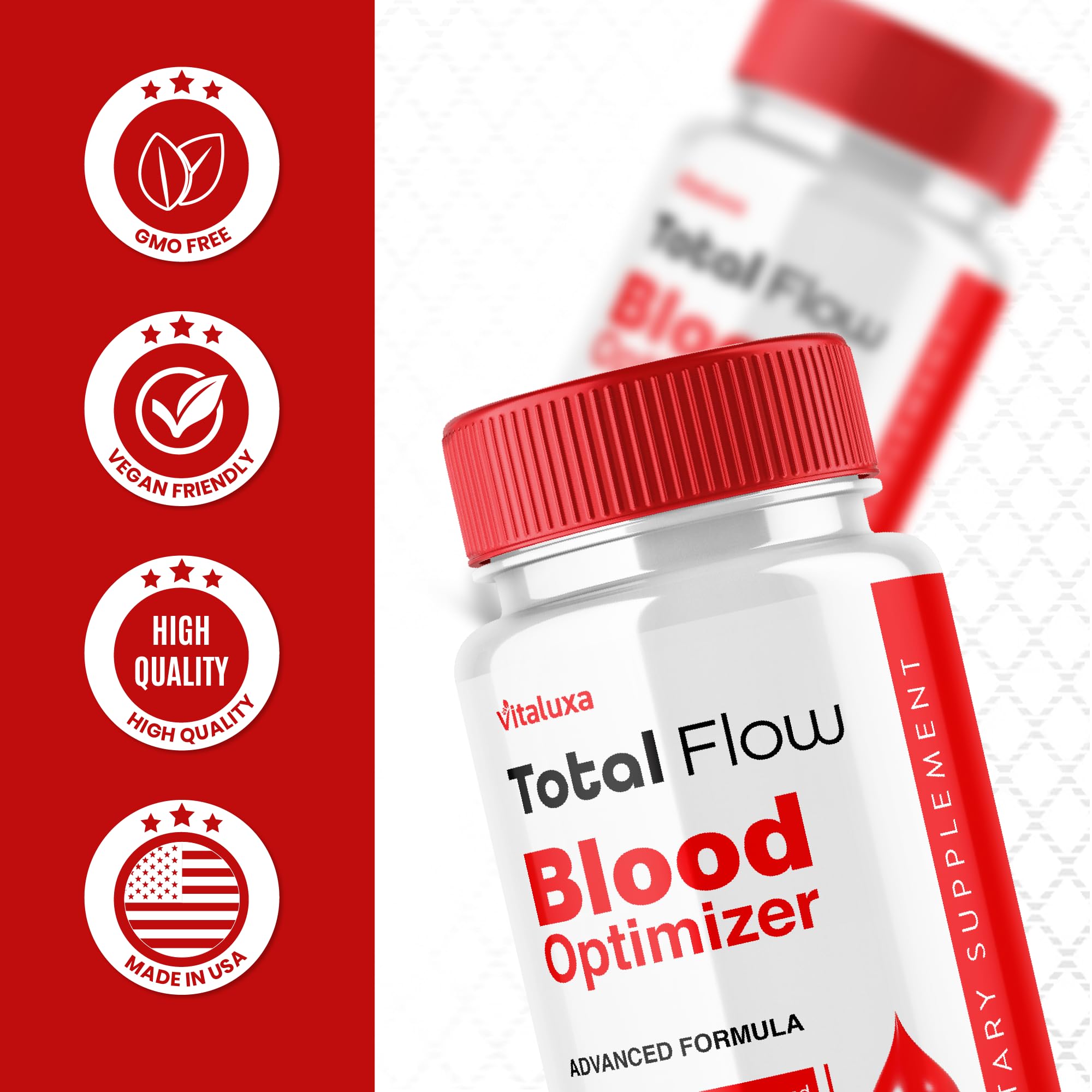 (2 Pack) Total Flow Blood Balance, TotalFlow Blood Support Capsules Supplement Advanced Formula All Natural Optimizer Maximum Strength Daily Health Wellness, TotalFlo Premium Blend Pills (120 Ct) VitaluxaAu supplements