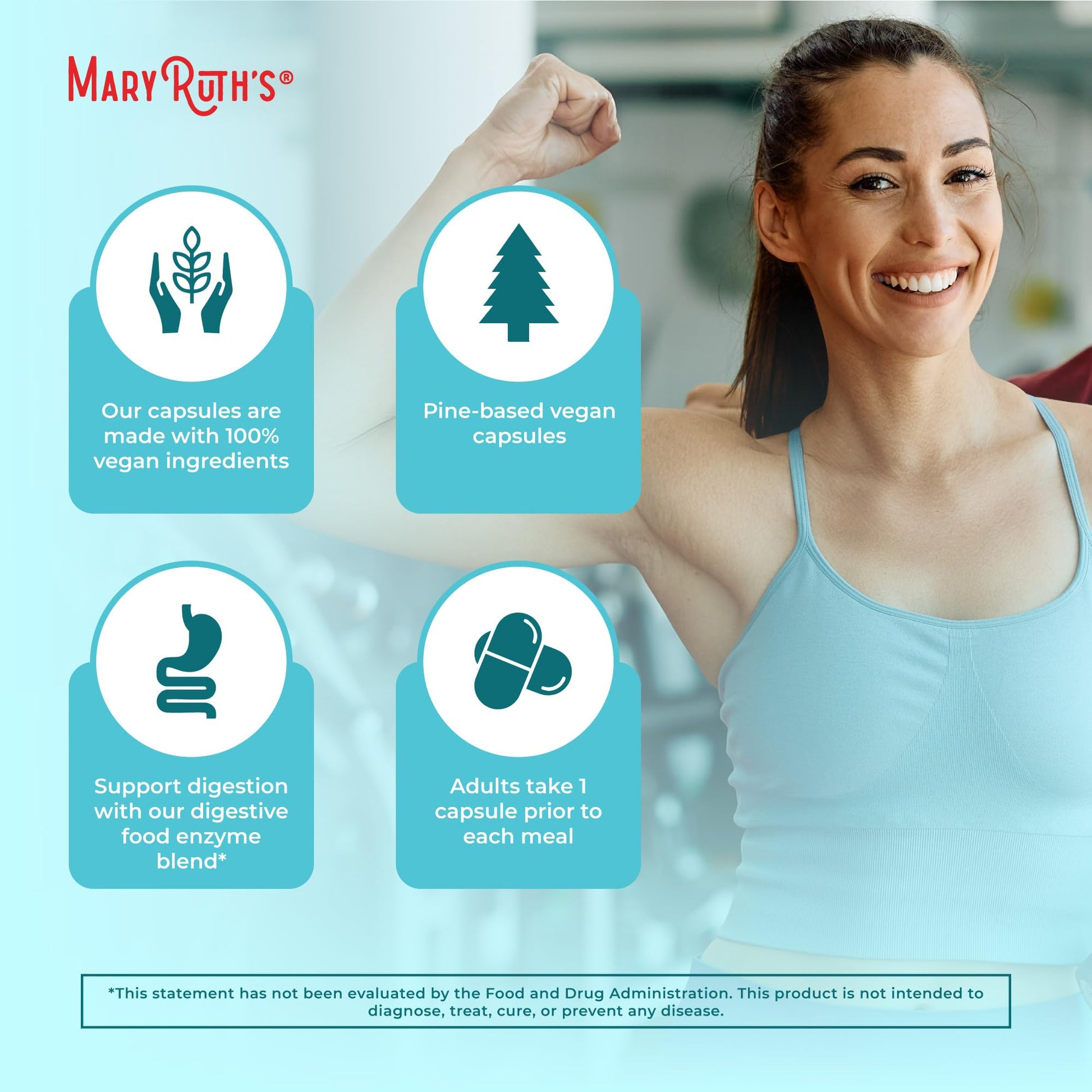 MaryRuth Organics Digestive Enzymes | Up to 2 Month Supply | Vegan Digestive Health Aid and Gut Health Enzyme Complex | Over 12 Enzymes | Vitamins B6 & B12 MARYRUTH'SUS supplements