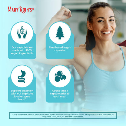MaryRuth Organics Digestive Enzymes | Up to 2 Month Supply | Vegan Digestive Health Aid and Gut Health Enzyme Complex | Over 12 Enzymes | Vitamins B6 & B12 MARYRUTH'SUS supplements