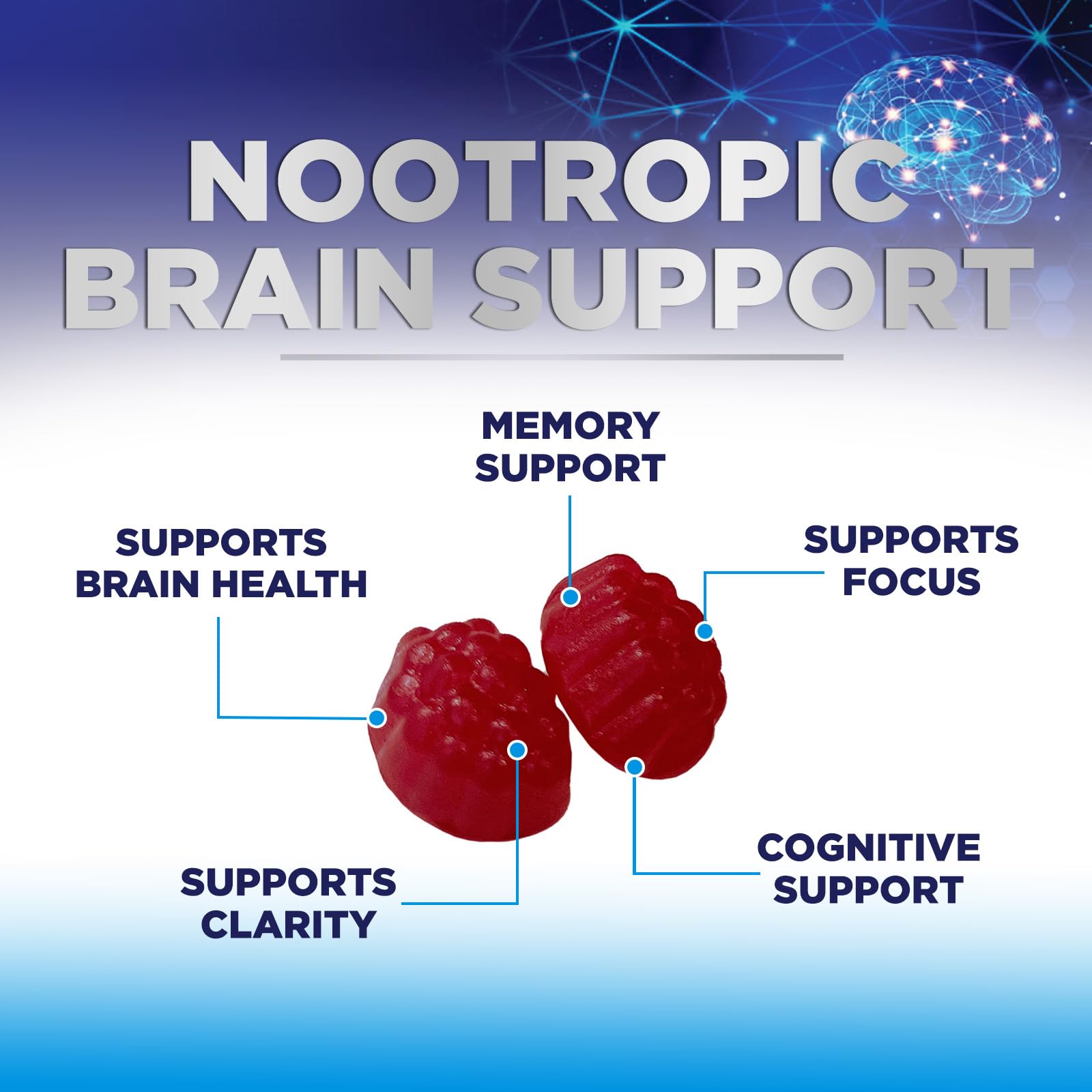 Brain Supplements for Memory & Focus Gummies - Brain Health Clarity with B6 B12 & Phosphatidylserine - Natural Nootropics Cognitive Concentration & Alertness Support Vitamins - 60 Vegan Gummies Nature's NutritionAu supplements