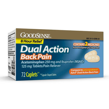 GoodSense Dual Action Acetaminophen and Ibuprofen (NSAID) Tablets, 250 mg/125 mg, Back Pain, 72 Count GoodSenseAu supplements