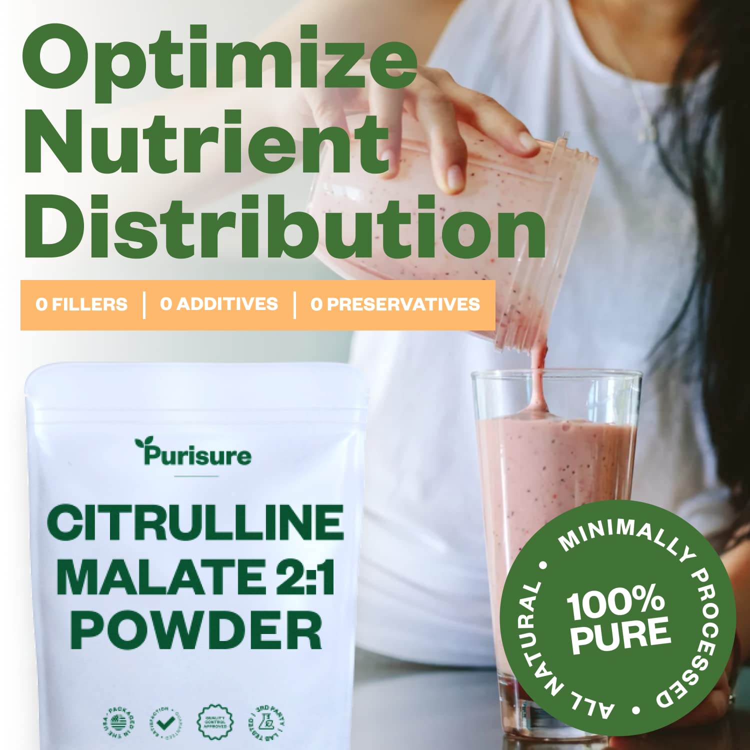 Purisure L-Ctrulline Powder 250g, Premium Citrulline 2:1 Malate Supplement for Strength PurisureAu supplements