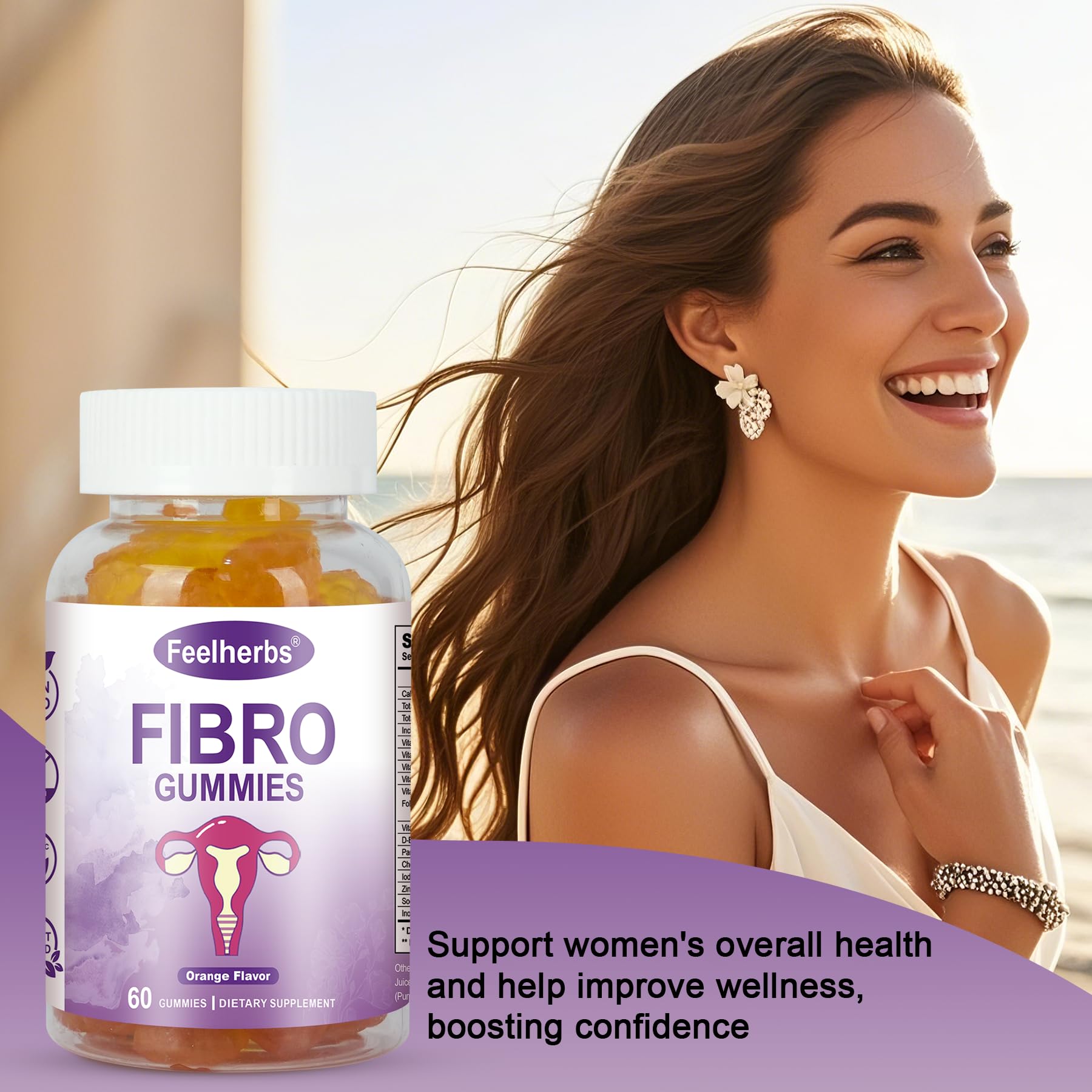 Feelherbs Fibro Gummies for Women, Pack of 2, Multivitamin Inositol Gummies with Inositol, Biotin, Vitamins A, C, D3, E, B6, B12, 60 Gummies Per Bottle FeelherbsAu supplements