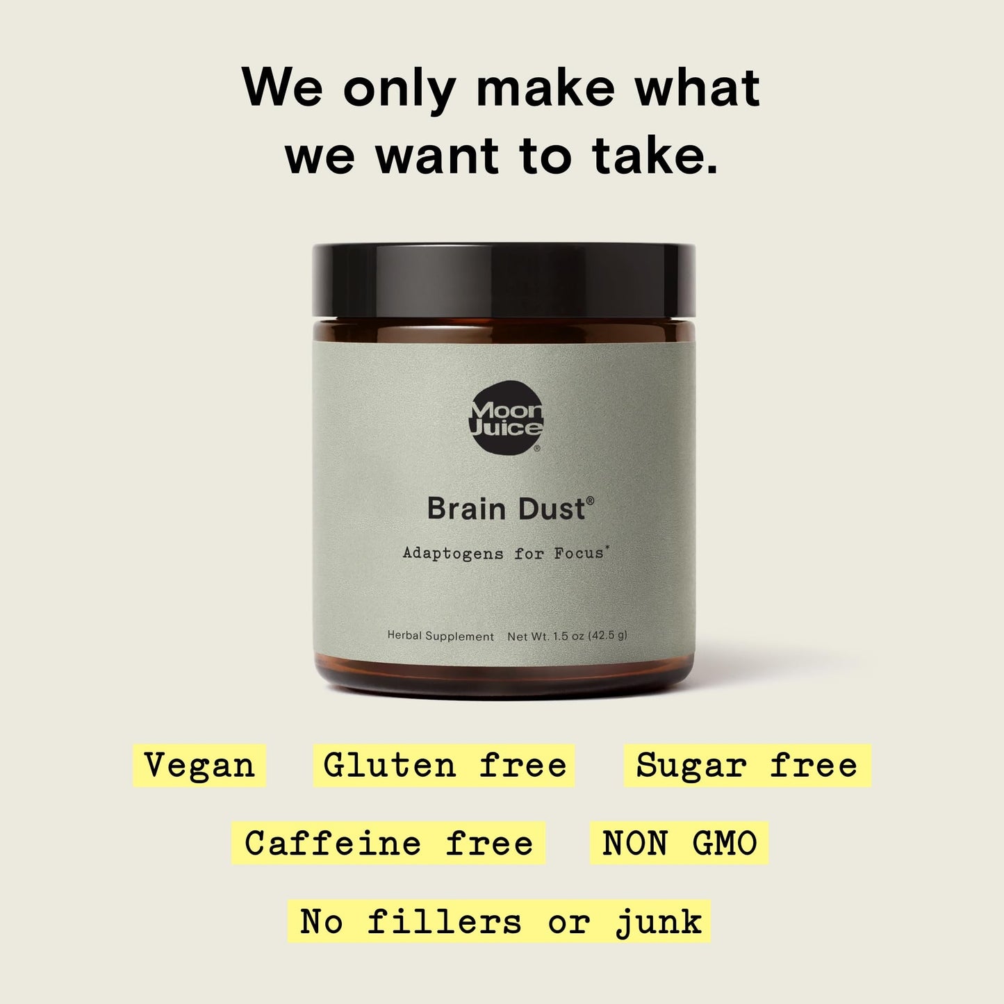 Moon Juice Brain Dust - Adaptogenic Mushroom Supplement for Memory & Focus - Lion’s Mane, Ginkgo Biloba & Ashwagandha - Caffeine-Free, Vegan Brain Supplement - 1.5 oz Moon JuiceUS supplements