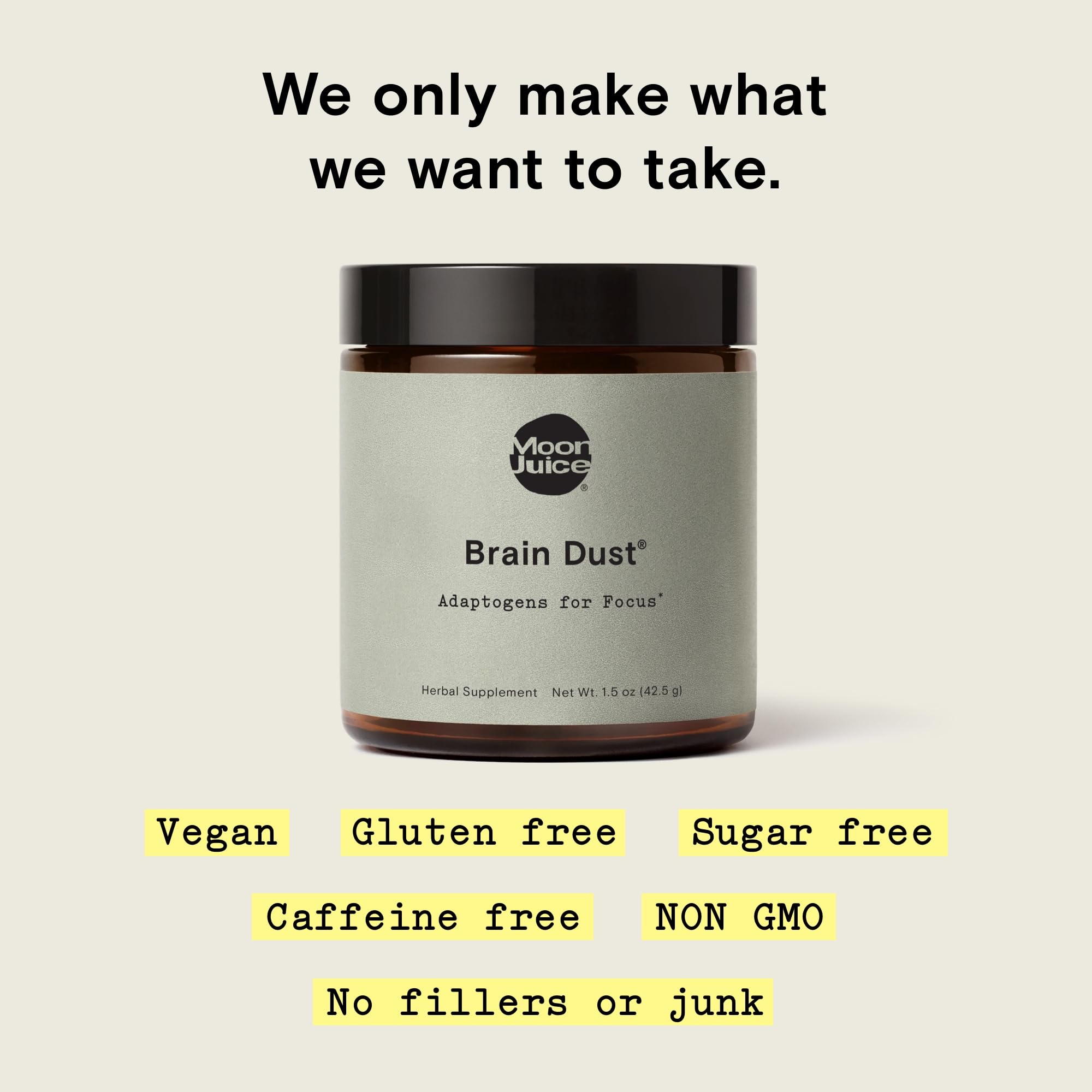 Moon Juice Brain Dust - Adaptogenic Mushroom Supplement for Memory & Focus - Lion’s Mane, Ginkgo Biloba & Ashwagandha - Caffeine-Free, Vegan Brain Supplement - 1.5 oz Moon JuiceUS supplements