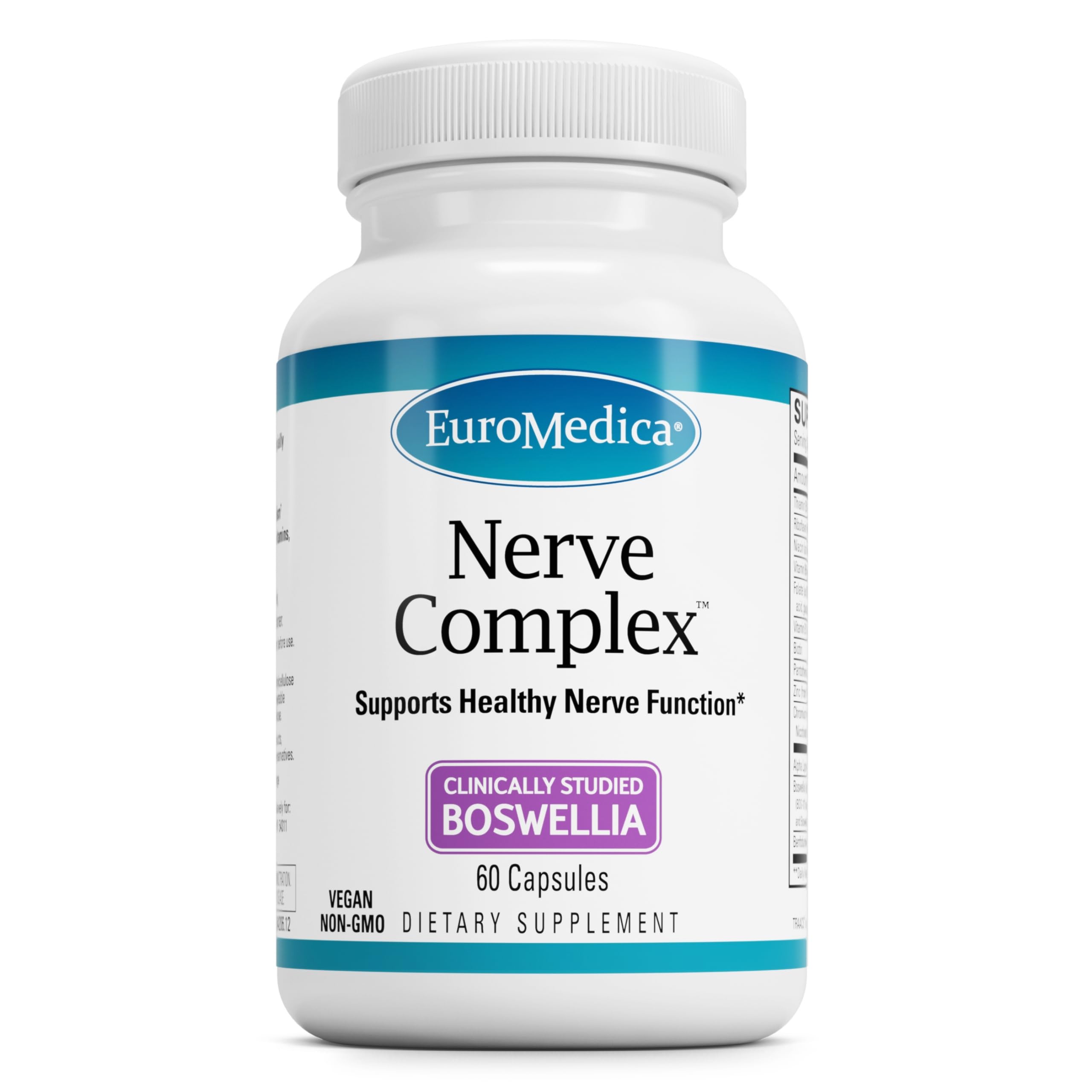EuroMedica Nerve Complex - Herbal Supplement with Bioactive Vitamin B12 - Circulation & Nerve Health Support Supplement - Vegan Capsules with Boswellia Serrata - 60 Capsules EuroMedicaAu supplements