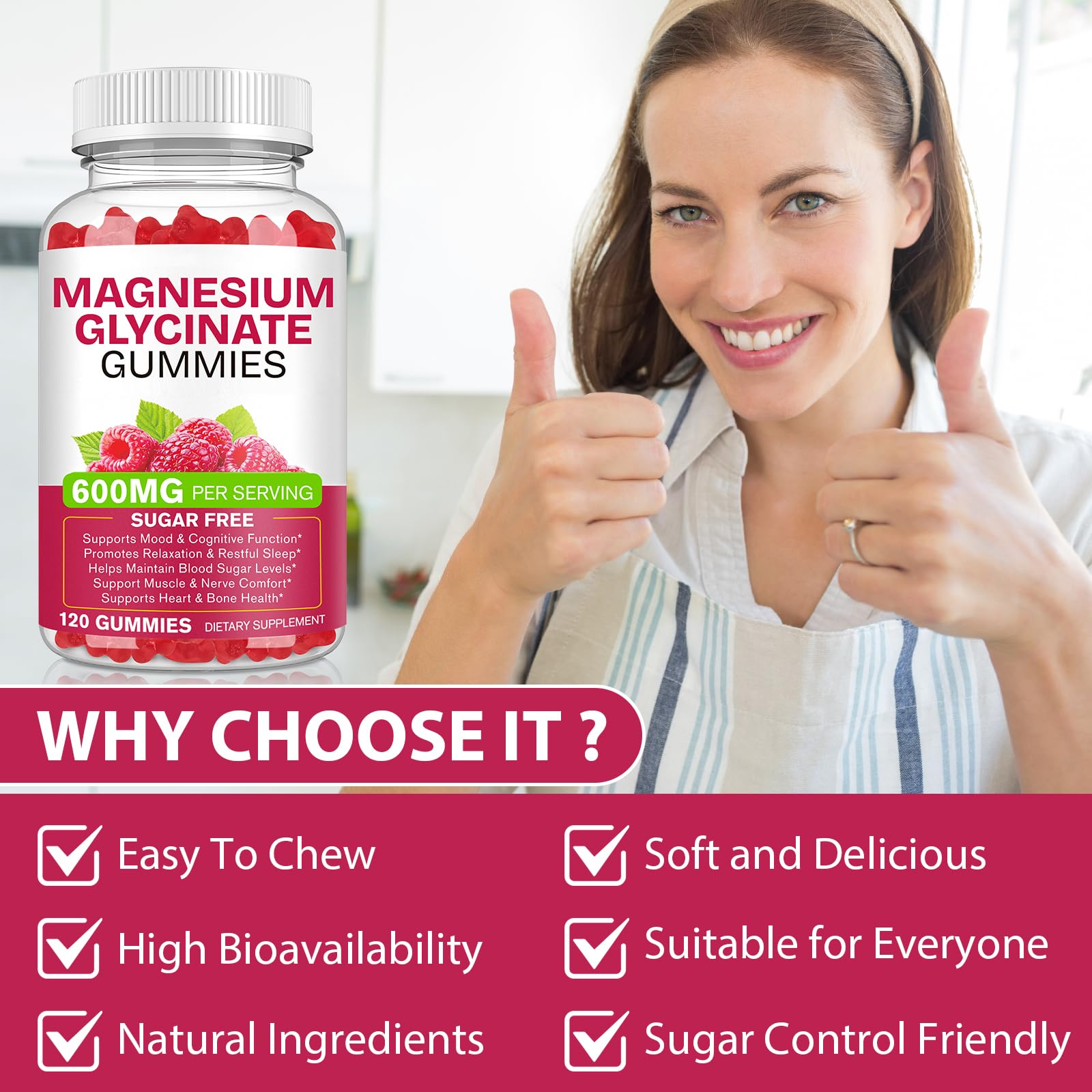Magnesium Glycinate Gummies 600mg 120 Count - Sugar Free Magnesium Supplement - Supports for Sleep, Memory, Mood, Muscle, Relaxation, Heart & Bone Health BOIUOITIAu supplements