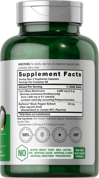 Horbäach Lions Mane Mushroom Extract | 4200mg | 120 Capsules | Vegetarian HorbäachUS supplements