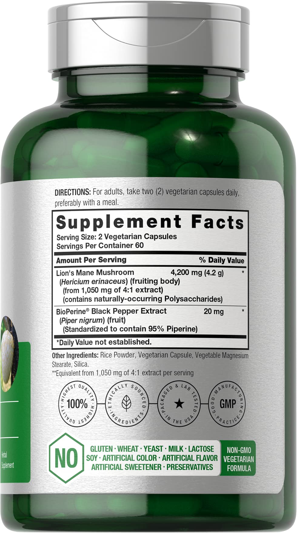 Horbäach Lions Mane Mushroom Extract | 4200mg | 120 Capsules | Vegetarian HorbäachUS supplements