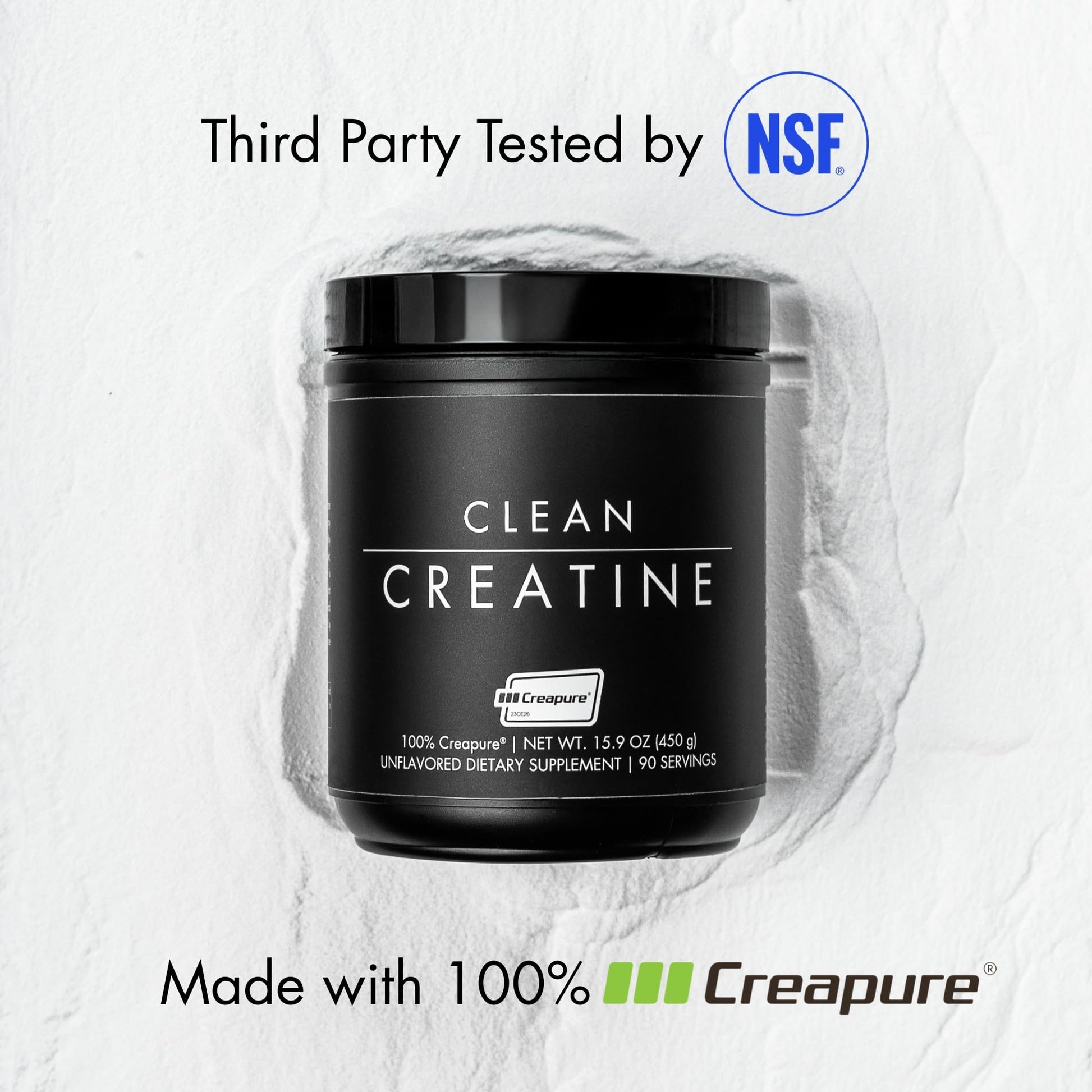 CLEAN Creatine - 100% Creapure® Creatine Monohydrate Powder for Muscle Health, Performance and Cognitive Support | 3rd Party Certified by NSF | 90 Servings | Unflavored | Vegan, Keto, and Gluten-Free CLEANAu supplements