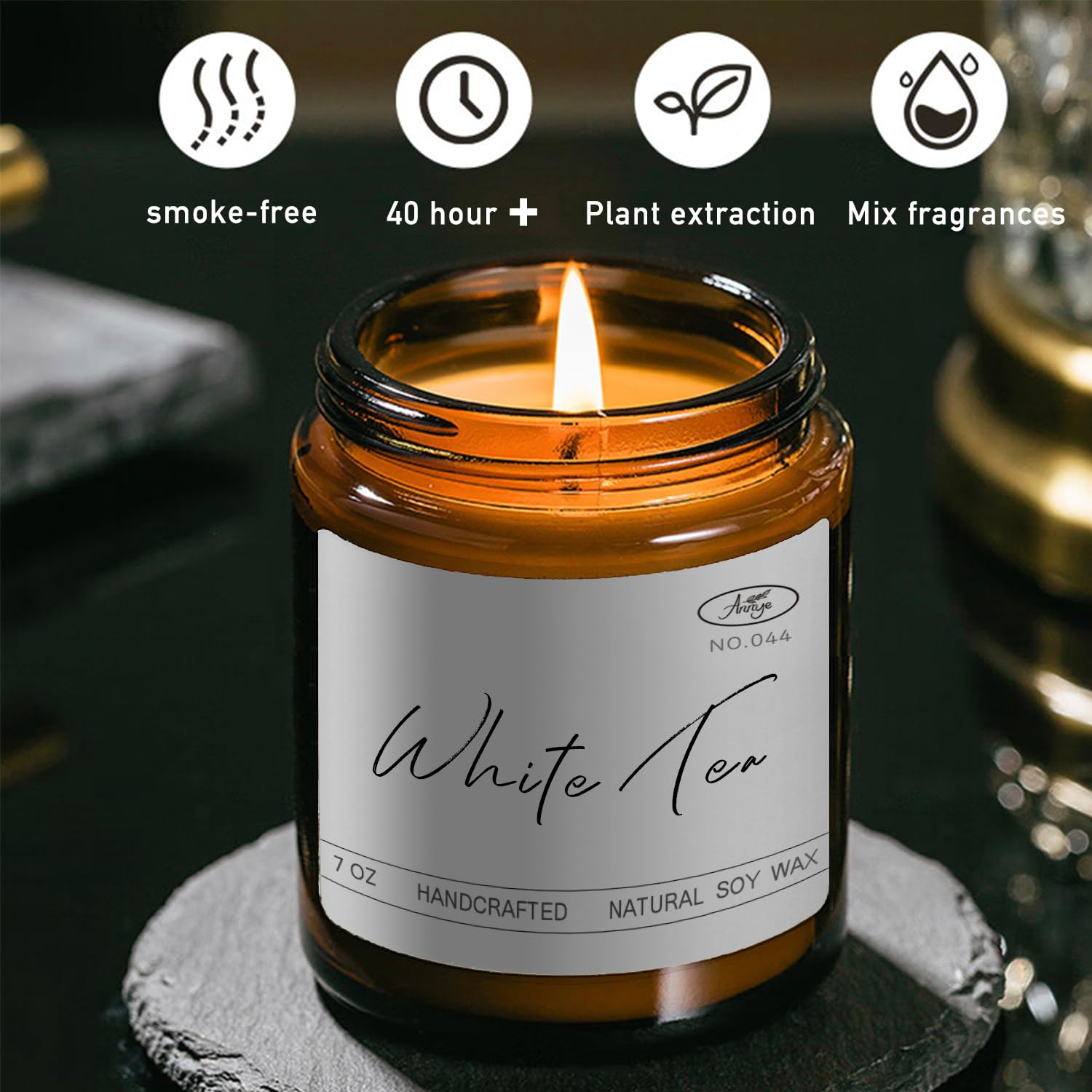 Annye White Tea Scented Candles, Organic Soy Candle for Home Scented, Hand-Poured Jar Candle AnnyeAu supplements