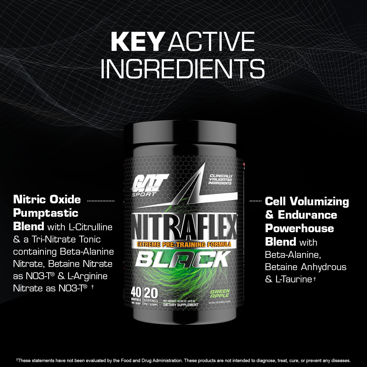 GAT SPORT Nitraflex Black Pre-Workout Powder, Extreme Pre-Training Formula for Men GAT SPORTAu supplements