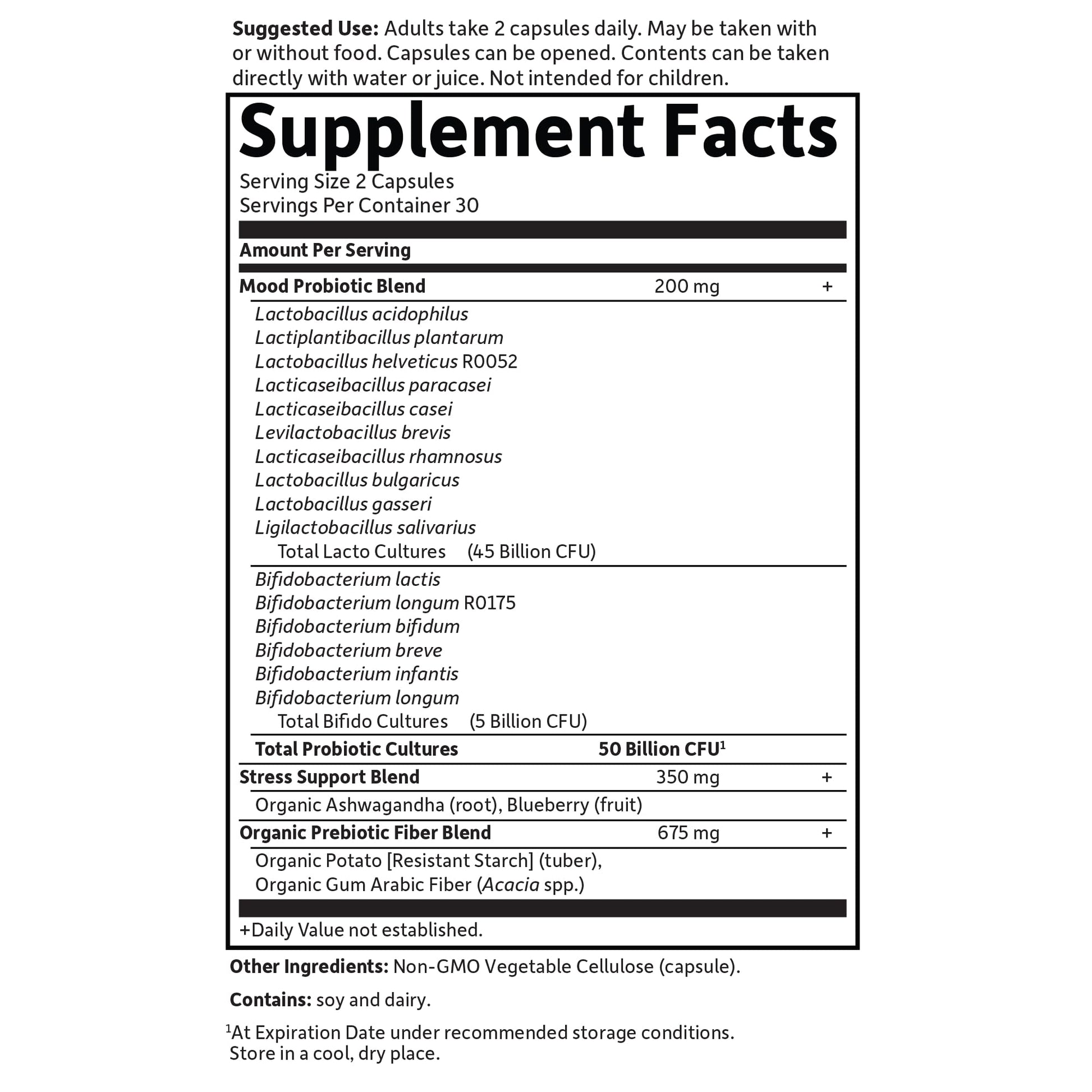 Garden of Life Probiotics Mood+ Dr Formulated Acidophilus Probiotic Supplement - Promotes Emotional Well-Being, Relaxation and Digestive Balance - Ashwagandha for Stress Management, 60 Veggie Caps Garden of LifeAu supplements