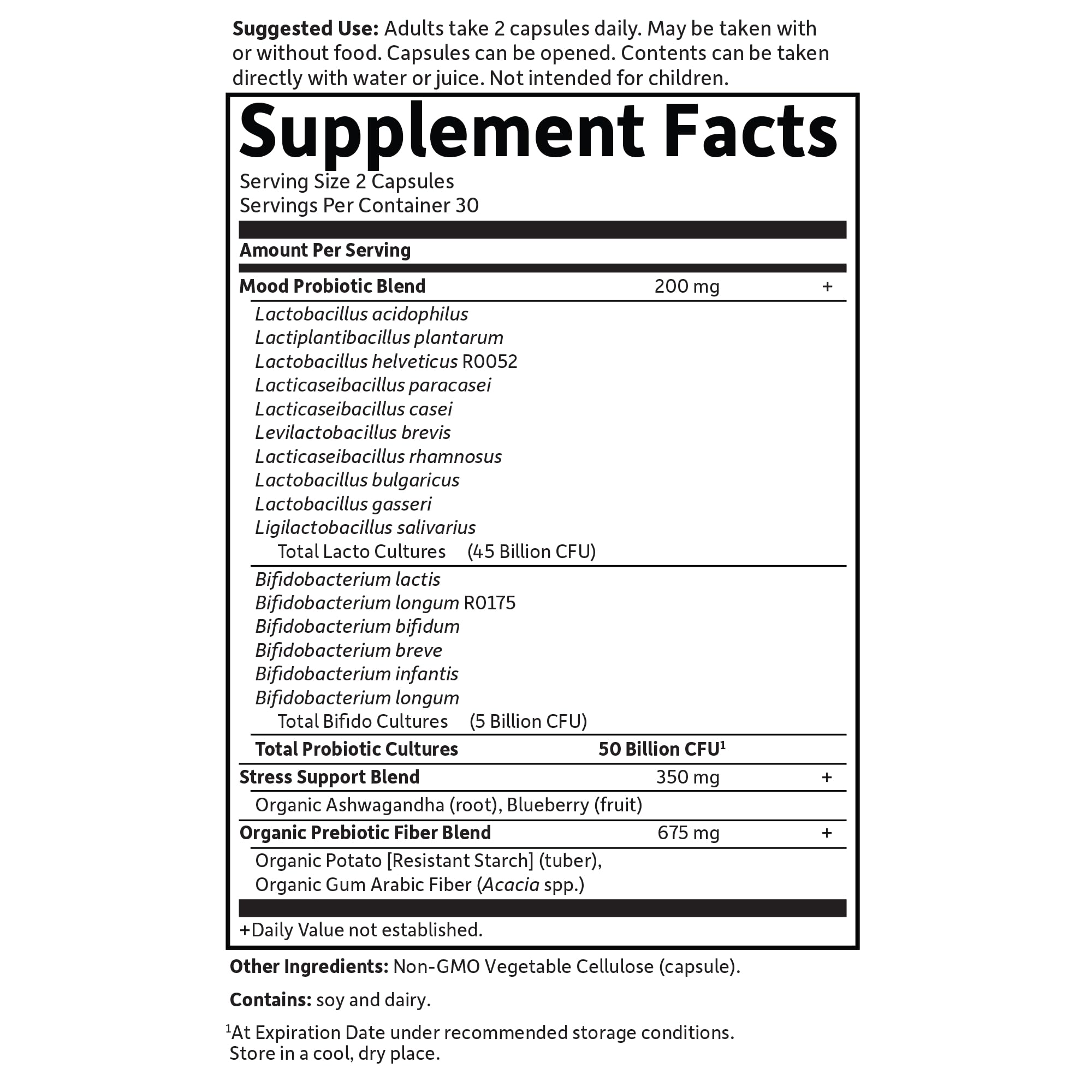 Garden of Life Probiotics Mood+ Dr Formulated Acidophilus Probiotic Supplement - Promotes Emotional Well-Being, Relaxation and Digestive Balance - Ashwagandha for Stress Management, 60 Veggie Caps Garden of LifeAu supplements