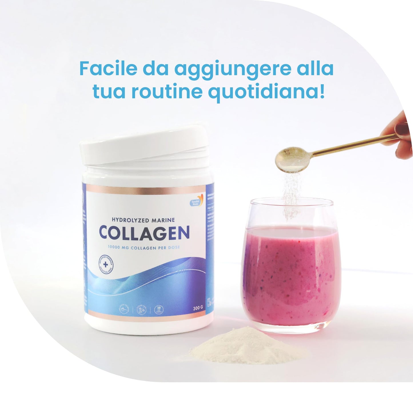 100% Marine Collagen Powder 300g I Pure Hydrolyzed Collagen Powder (Type I & III) Swedish NutraUS supplements