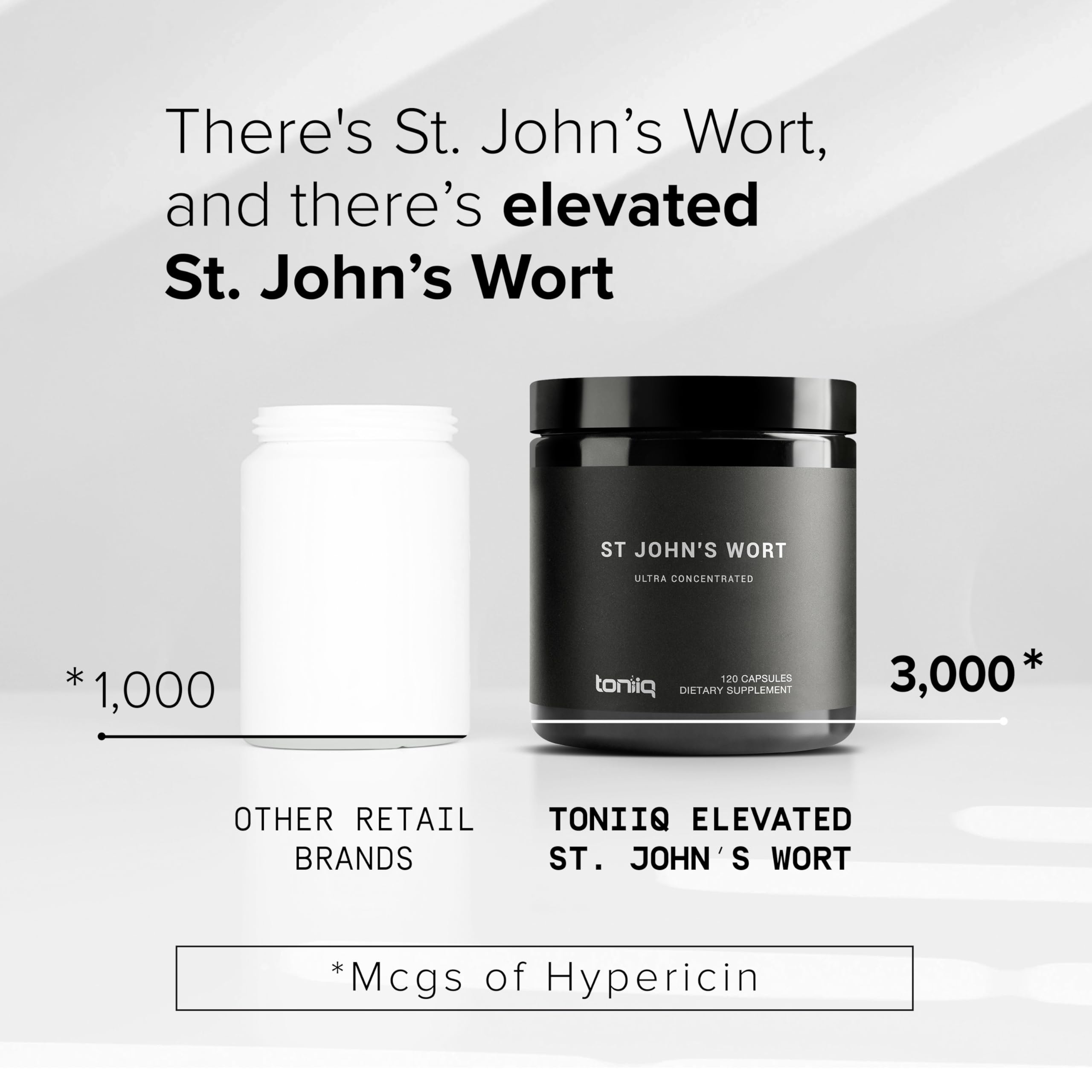 Toniiq 1,000mg Ultra High Strength St. John's Wort Capsules (Non-GMO) - 4X Concentrated Extract - 0.3% Hypericin - Highly Purified and Bioavailable - 120 Capsules ToniiqAu supplements