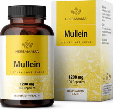 HERBAMAMA Mullein Leaf Capsules Respiratory Health - Organic Mullein Leaf Extract HERBAMAMAUS supplements