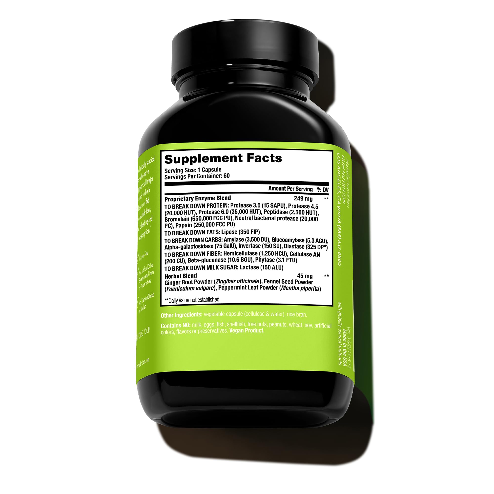 HUM Flatter Me Supplement for Daily Bloating - 18 Full Spectrum Digestive HUMUS supplements