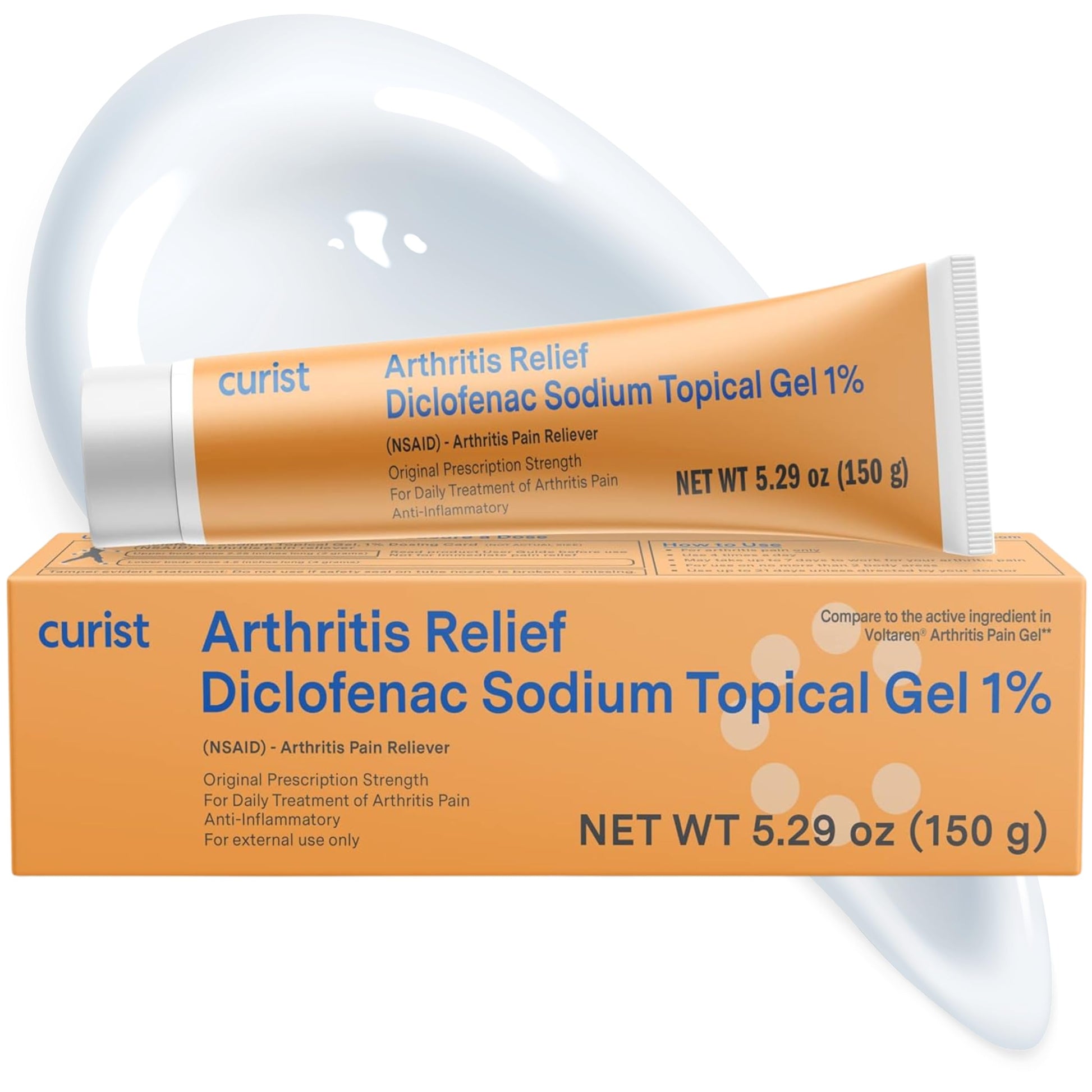 Curist Diclofenac Sodium Topical Gel 1 Percent 150g for Arthritis Pain - Joint Pain Relief for Hand/Foot Pain, Knee/Elbow Pain & Ankle Pain - 1% - 5.29oz CuristAu supplements