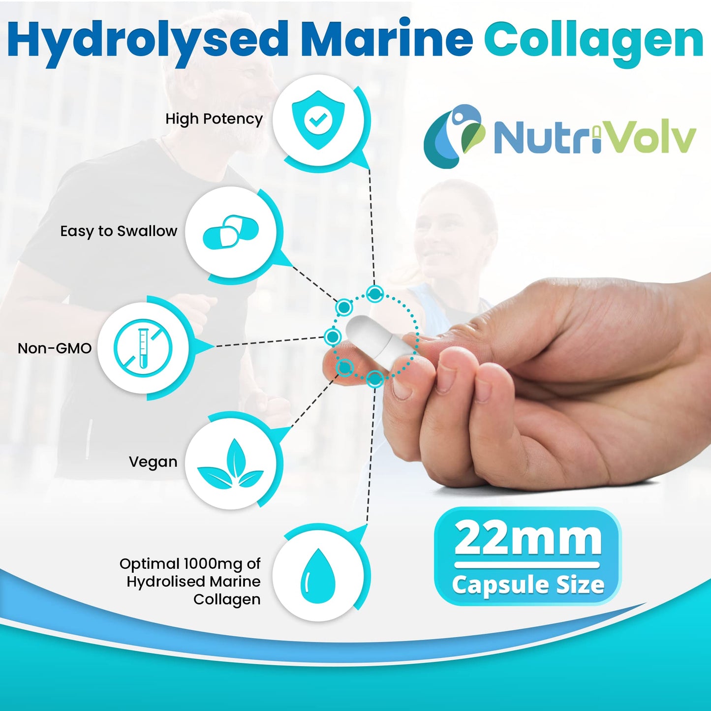 Nutrivolv Collagen Marine (1000mg) Supplement for Skin , Anti Ageing NutrivolvUS supplements