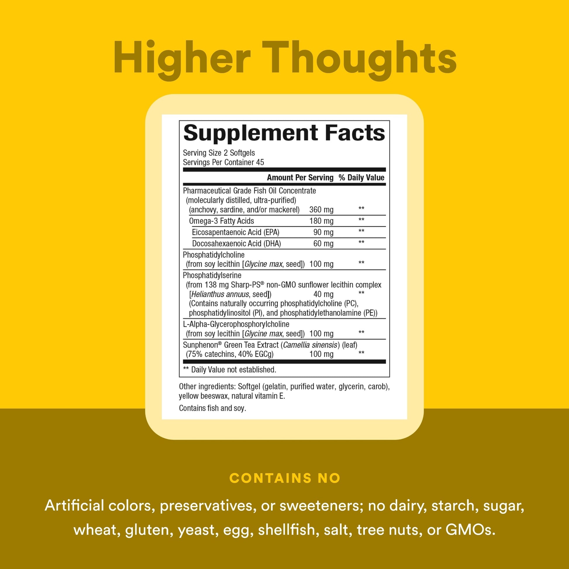 Natural Factors Higher Thoughts - Supports Cognitive & Cardiovascular Health* - Fish Oil, Fatty Acids, EPA, DHA & More - 90 Softgels Natural FactorsAu supplements