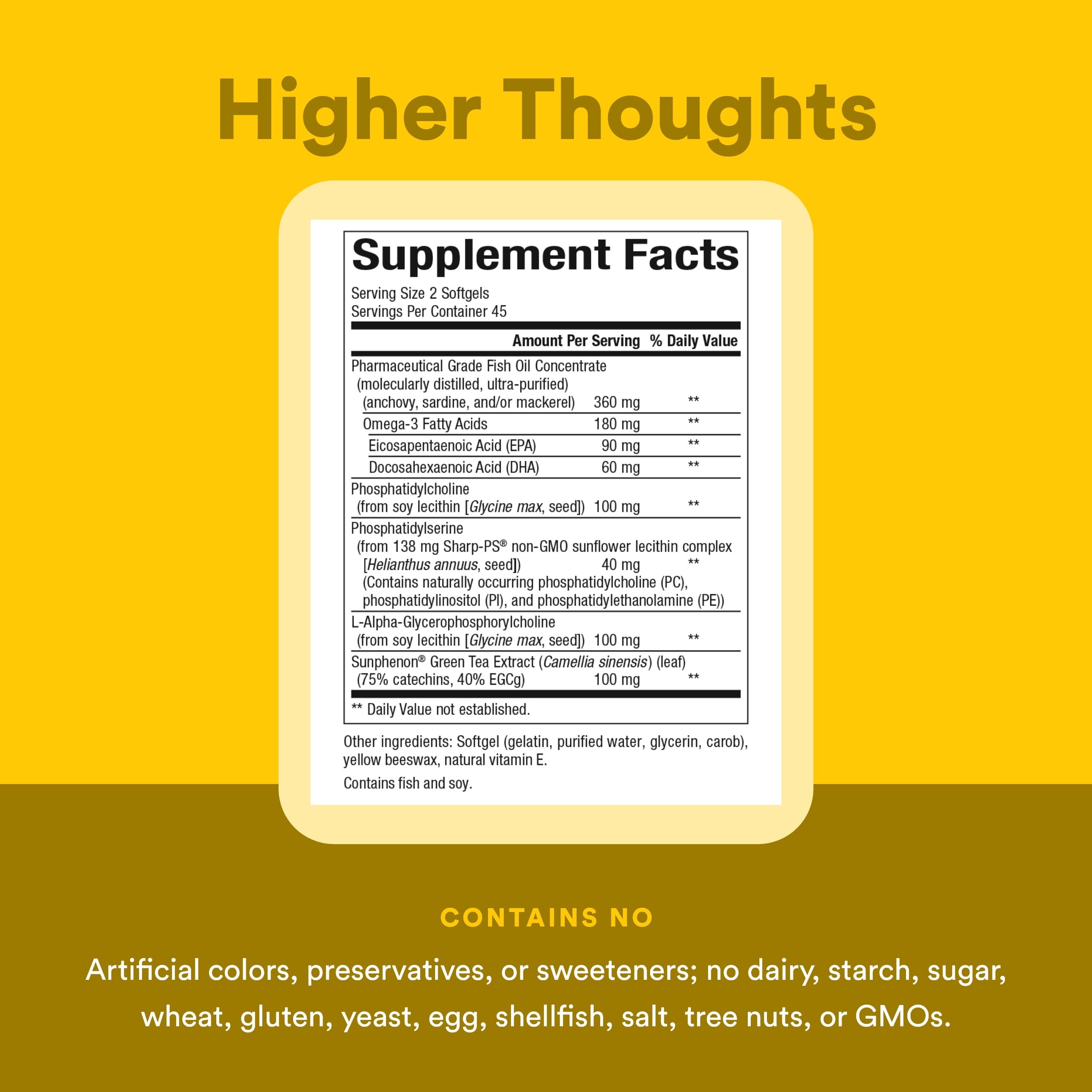 Natural Factors Higher Thoughts - Supports Cognitive & Cardiovascular Health* - Fish Oil, Fatty Acids, EPA, DHA & More - 90 Softgels Natural FactorsAu supplements
