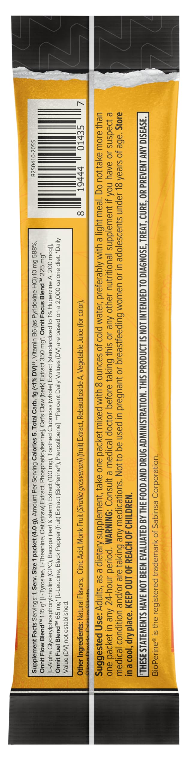 ONNIT Alpha Brain Instant Cognitive Support Drink Mix, Nootropic Supplement for Focus, Memory and Clarity, Peach Flavor, 0.13 oz Packets, 30 Count ONNITAu supplements