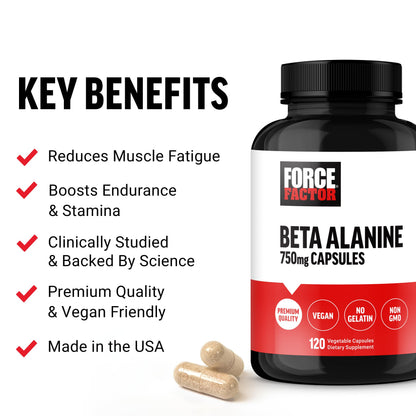 FORCE FACTOR Beta Alanine Capsules, Beta-Alanine Endurance Supplement to Boost Force FactorUS supplements