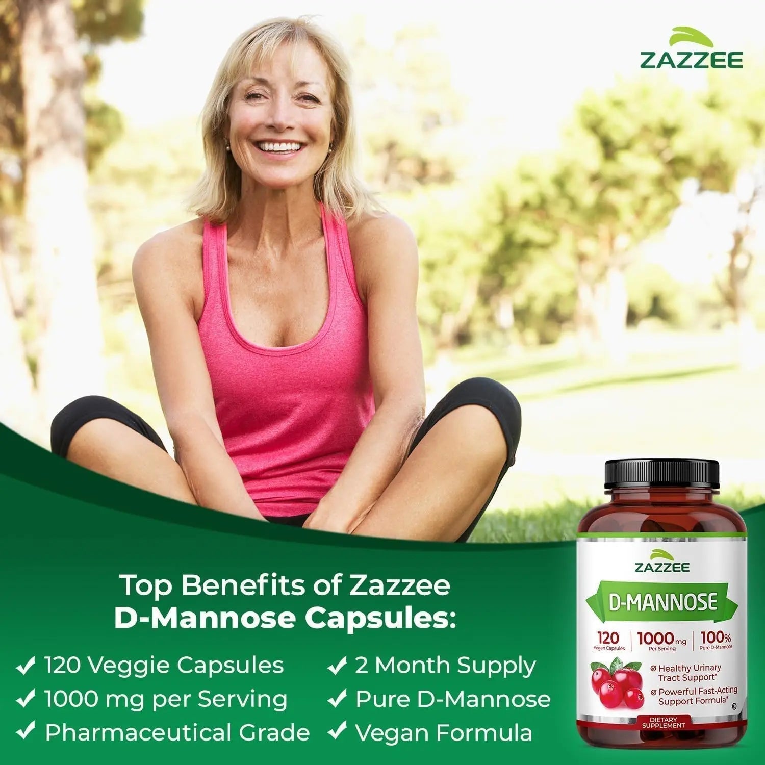 Zazzee Ultimate Urinary Tract Support Bundle | Super Concentrated Proanthocyanidin Cranberry Extract Capsules Plus D-Mannose 1000mg Capsules for UT & Bladder Cleansing (60 Servings Each) ZazzeeAu supplements
